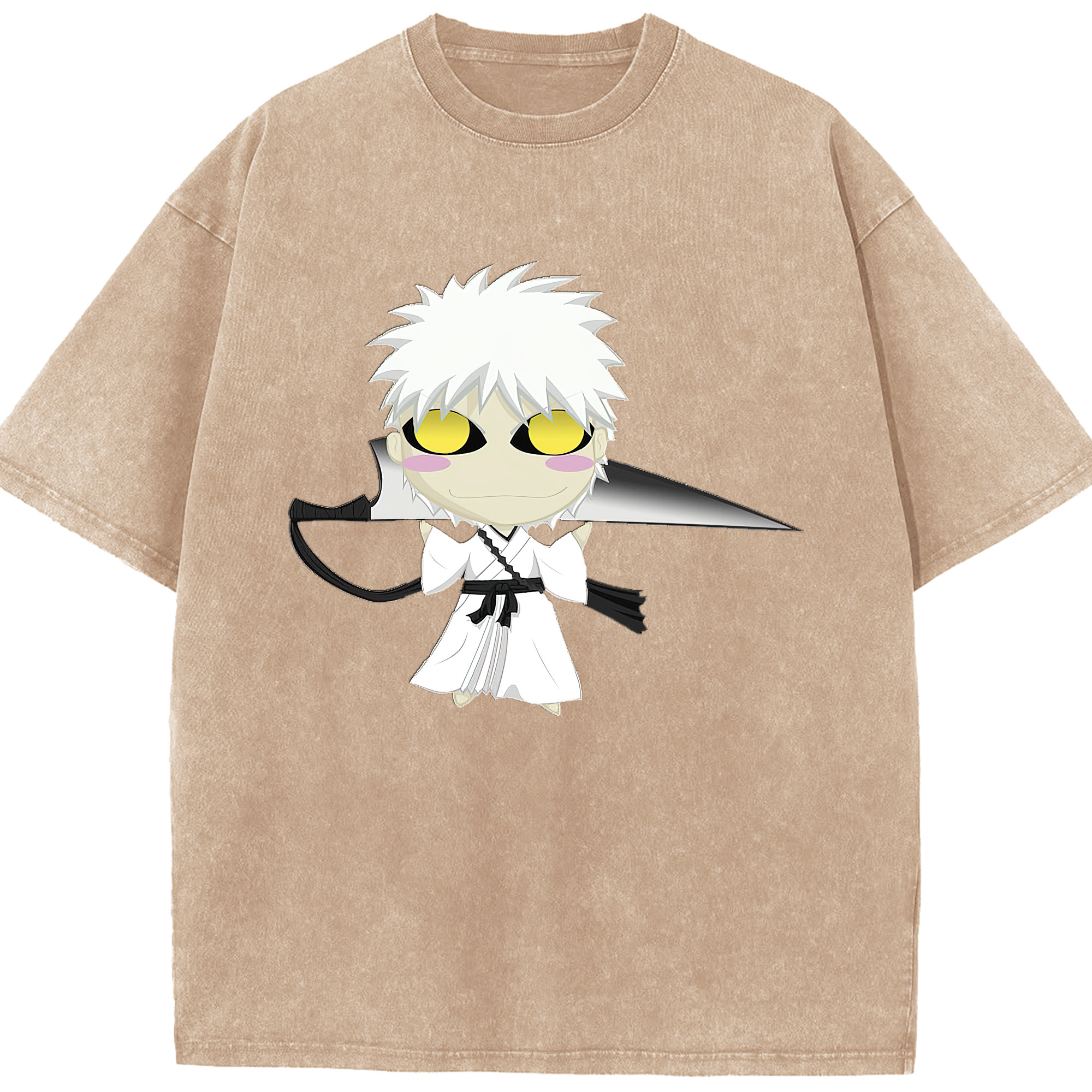 （画像用） ブリーチ 黒崎一護（くろさき いちご）BLEACH Kurosaki Ichigo 綿100% ヴィンテージ風 半袖Tシャツ（フロントプリント）