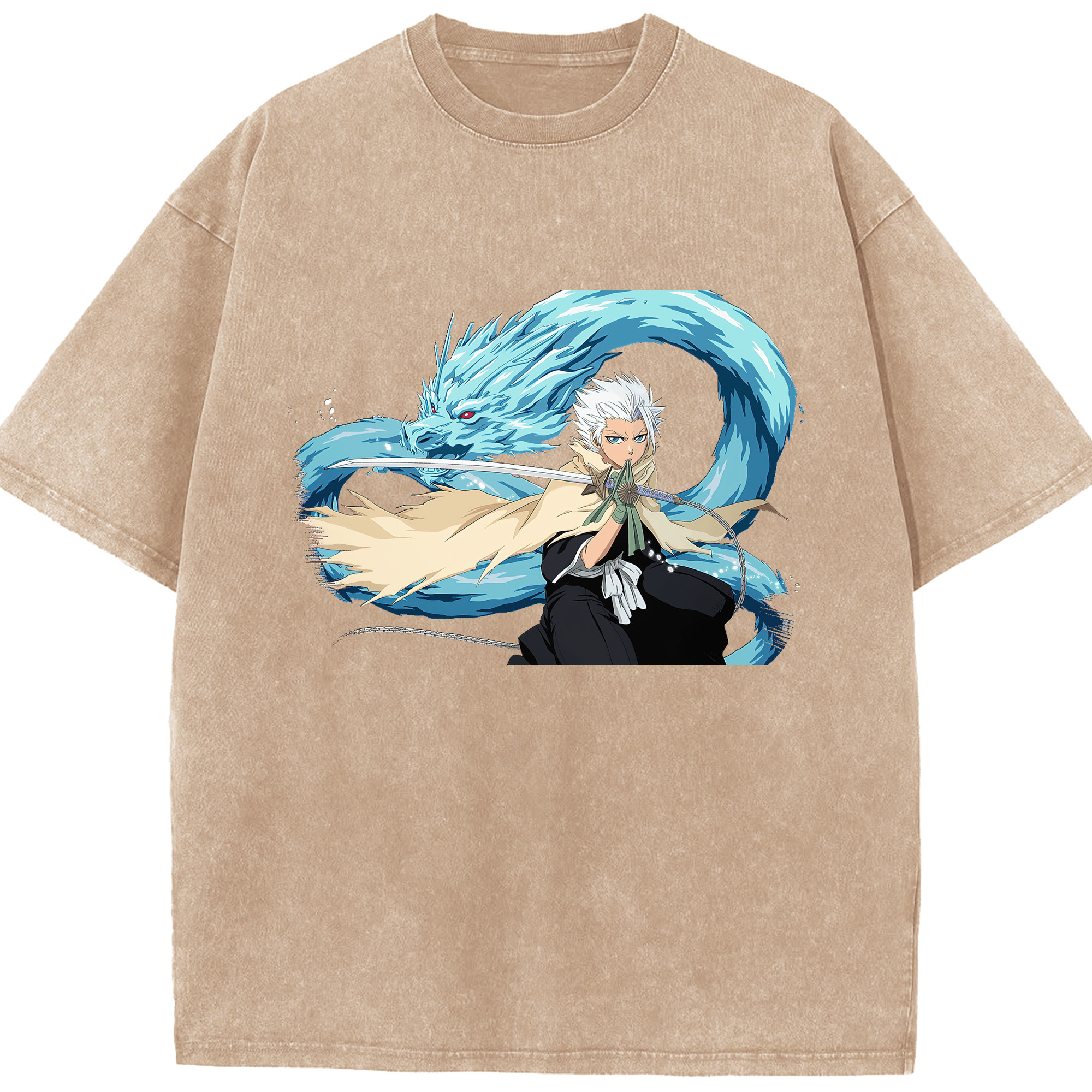 （画像用） ブリーチ 日番谷冬獅郎（ひつがや とうしろう） BLEACH Hitsugaya Toushirou 綿100% ヴィンテージ風 半袖Tシャツ（フロントプリント）