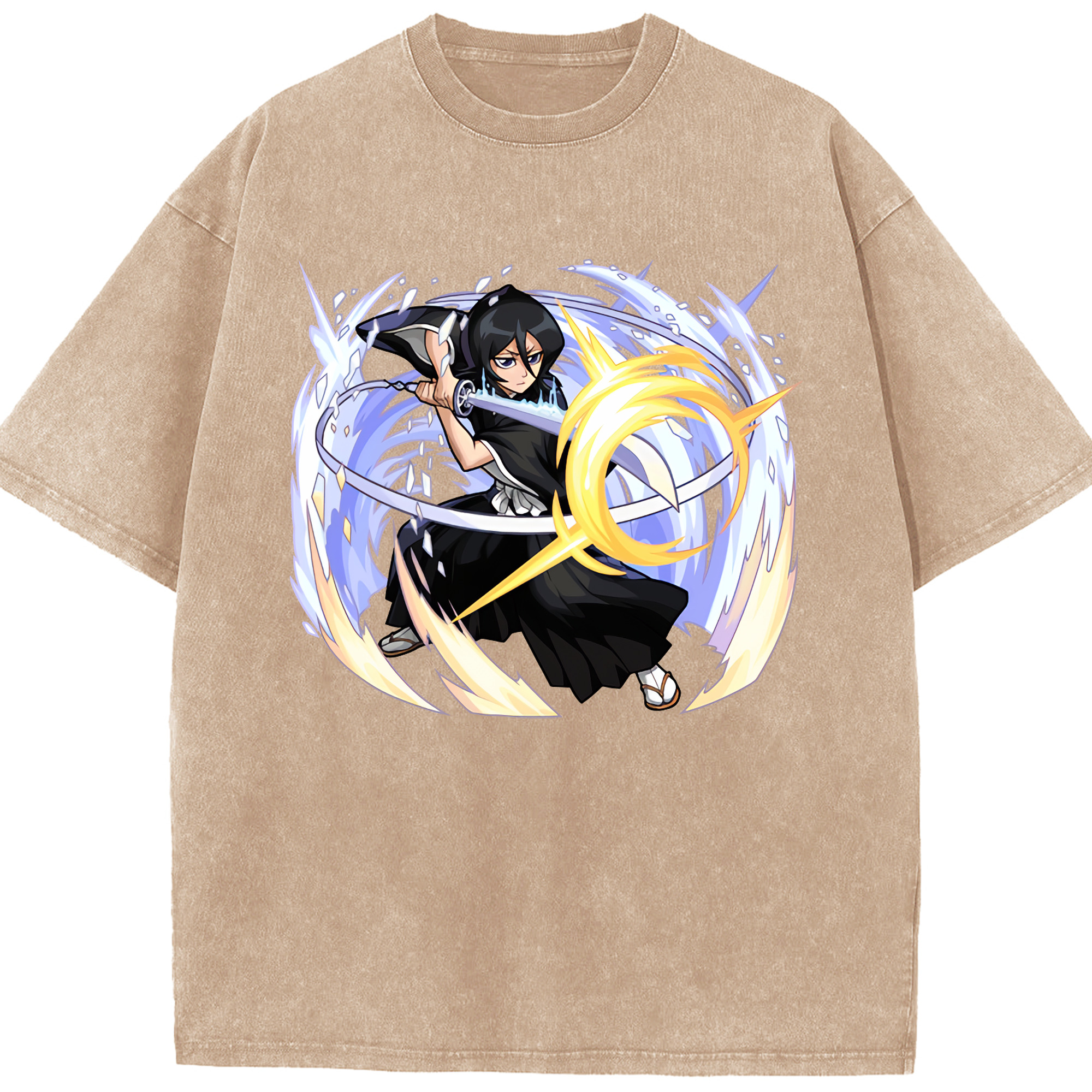 （画像用） ブリーチ 朽木ルキア BLEACH Kuchiki Rukia 綿100% ヴィンテージ風 半袖Tシャツ（フロントプリント）