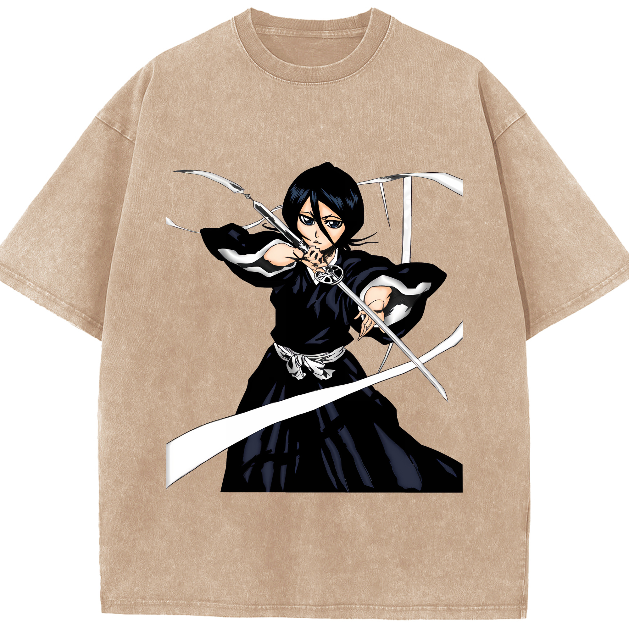 （画像用） ブリーチ 朽木ルキア BLEACH Kuchiki Rukia 綿100% ヴィンテージ風 半袖Tシャツ（フロントプリント）