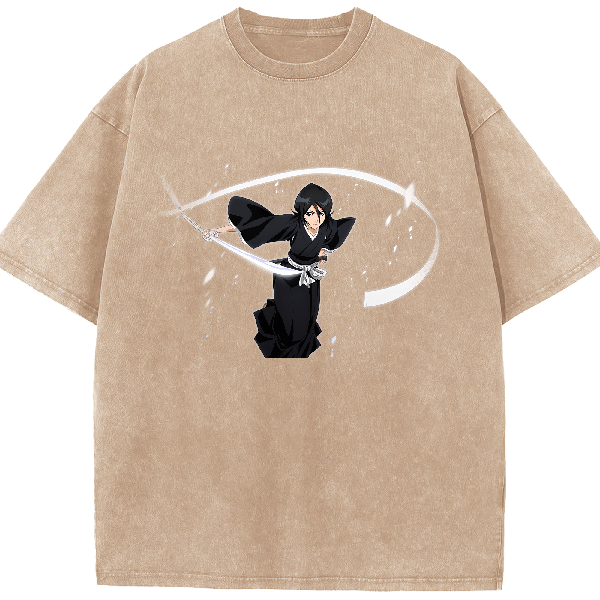 （画像用） ブリーチ 朽木ルキア BLEACH Kuchiki Rukia 綿100% ヴィンテージ風 半袖Tシャツ（フロントプリント）