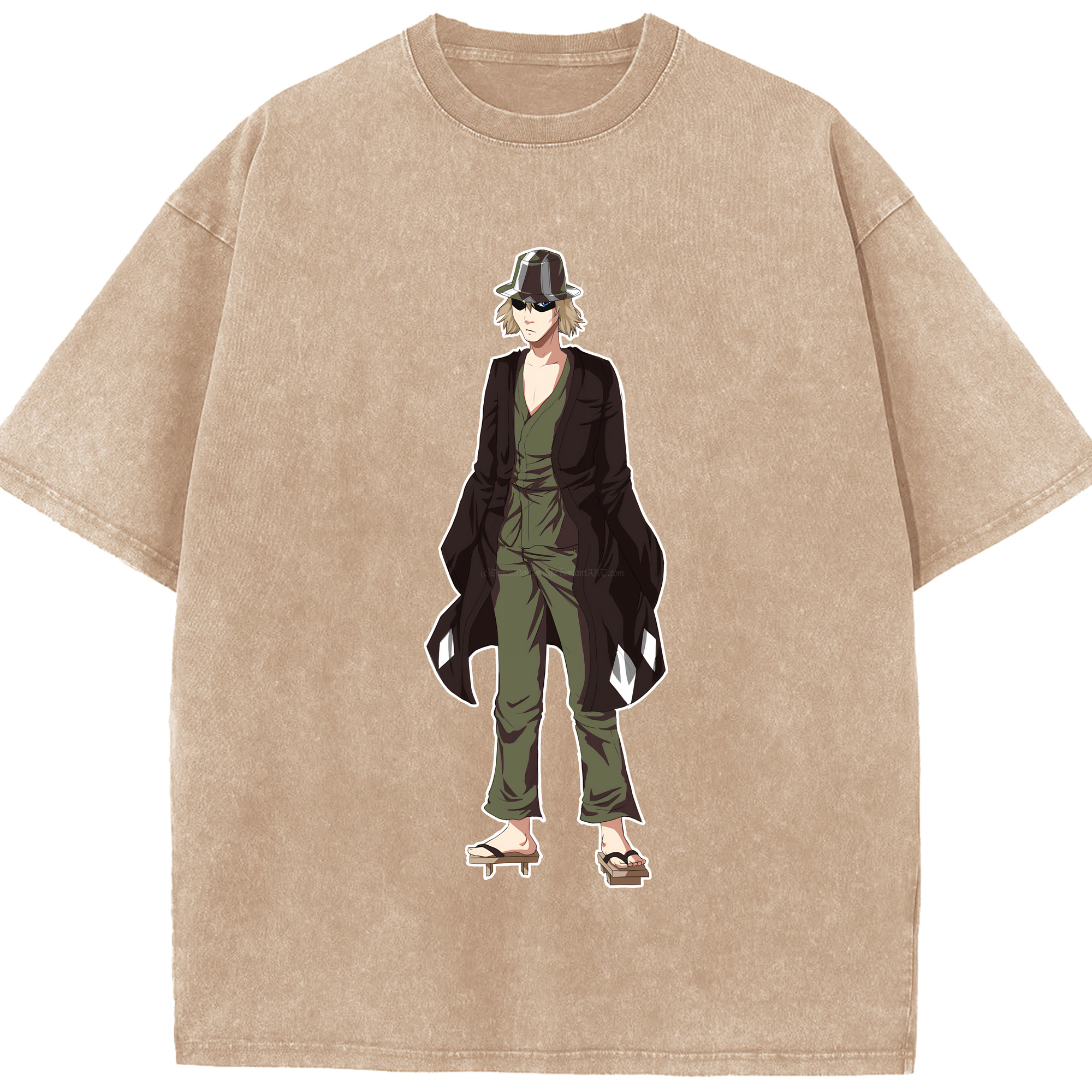 （画像用） "ブリーチ 浦原 喜助（うらはら きすけ） BLEACH Urahara Kisuke " 綿100% ヴィンテージ風 半袖Tシャツ（フロントプリント）
