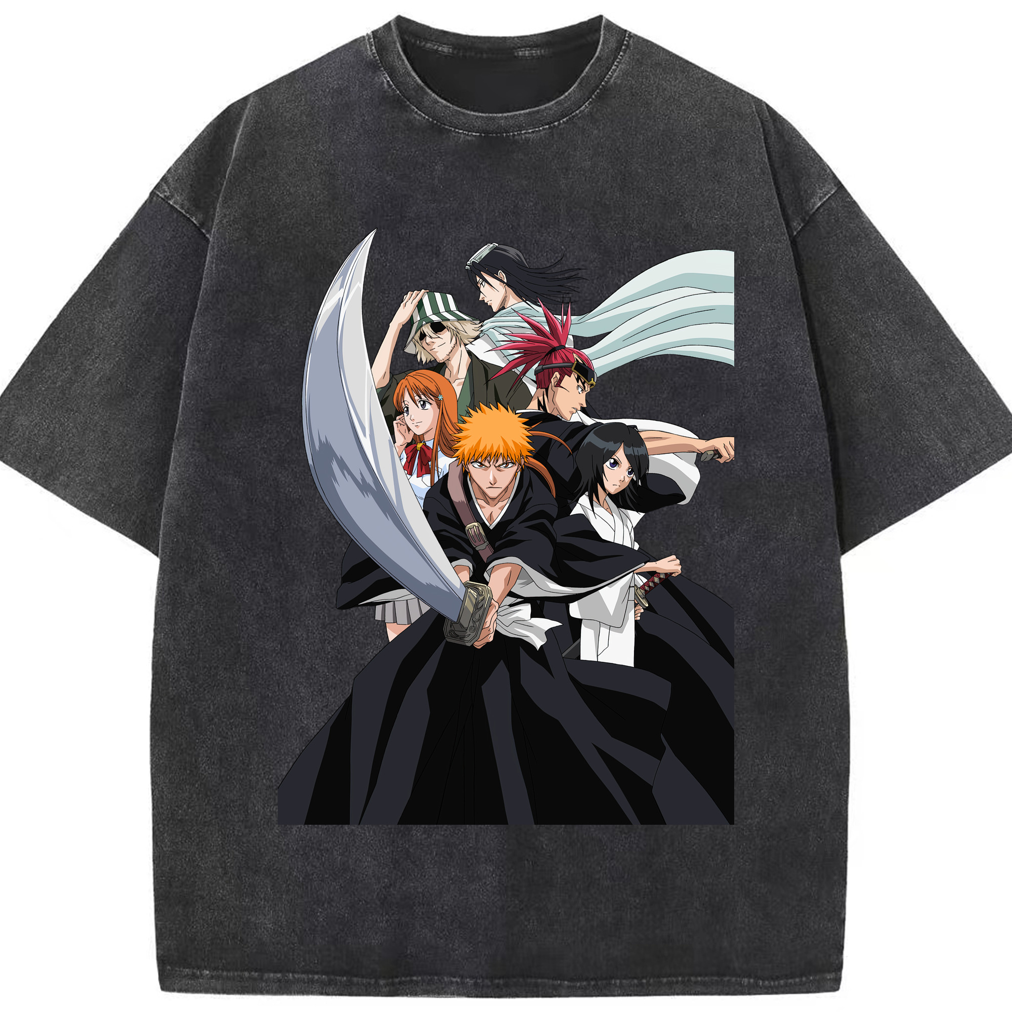 （画像用） ブリーチ 黒崎一護（くろさき いちご）BLEACH Kurosaki Ichigo 綿100% ヴィンテージ風 半袖Tシャツ（フロントプリント）