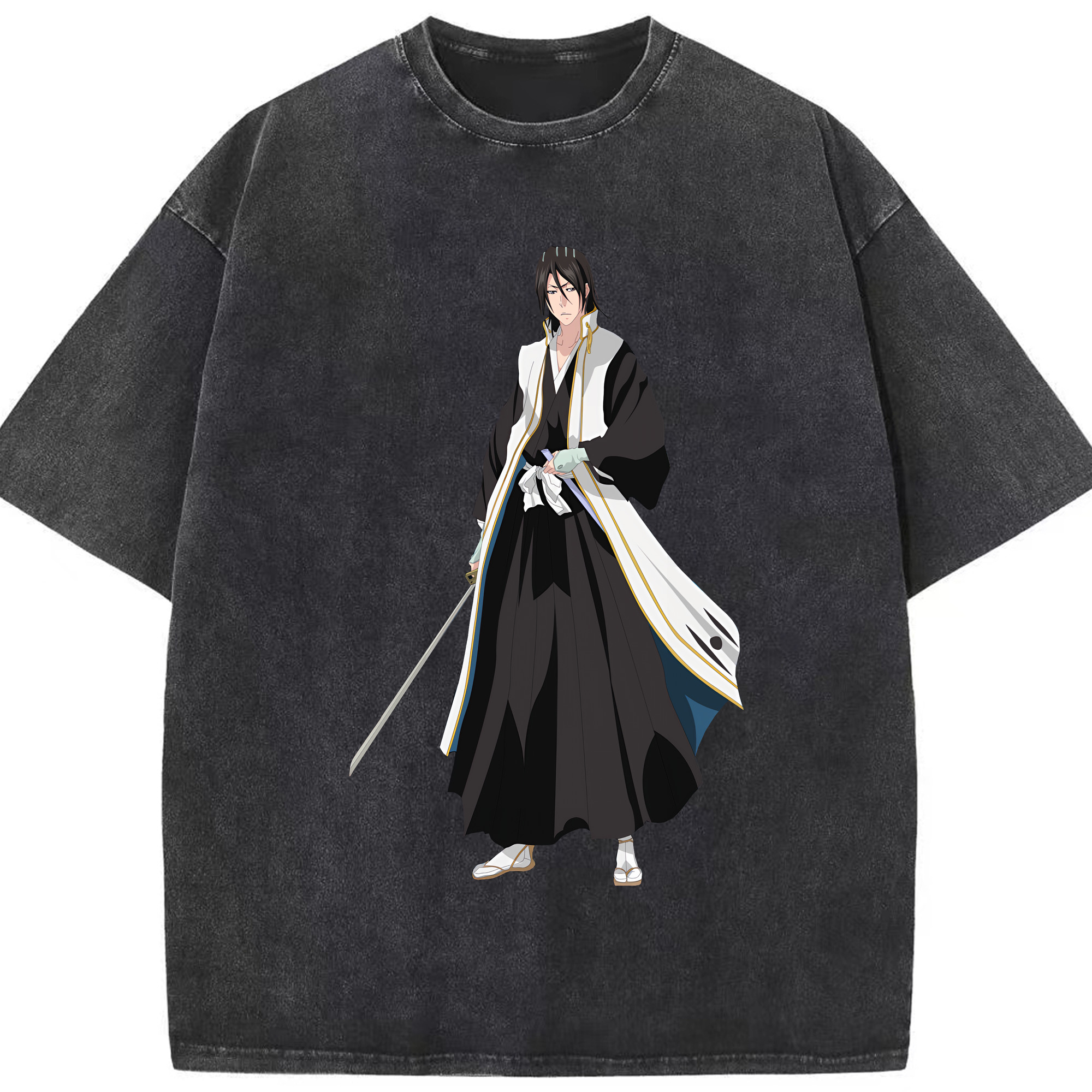 （画像用） ブリーチ くちき びゃくや BLEACH Kuchiki Byakuya 綿100% ヴィンテージ風 半袖Tシャツ（フロントプリント）