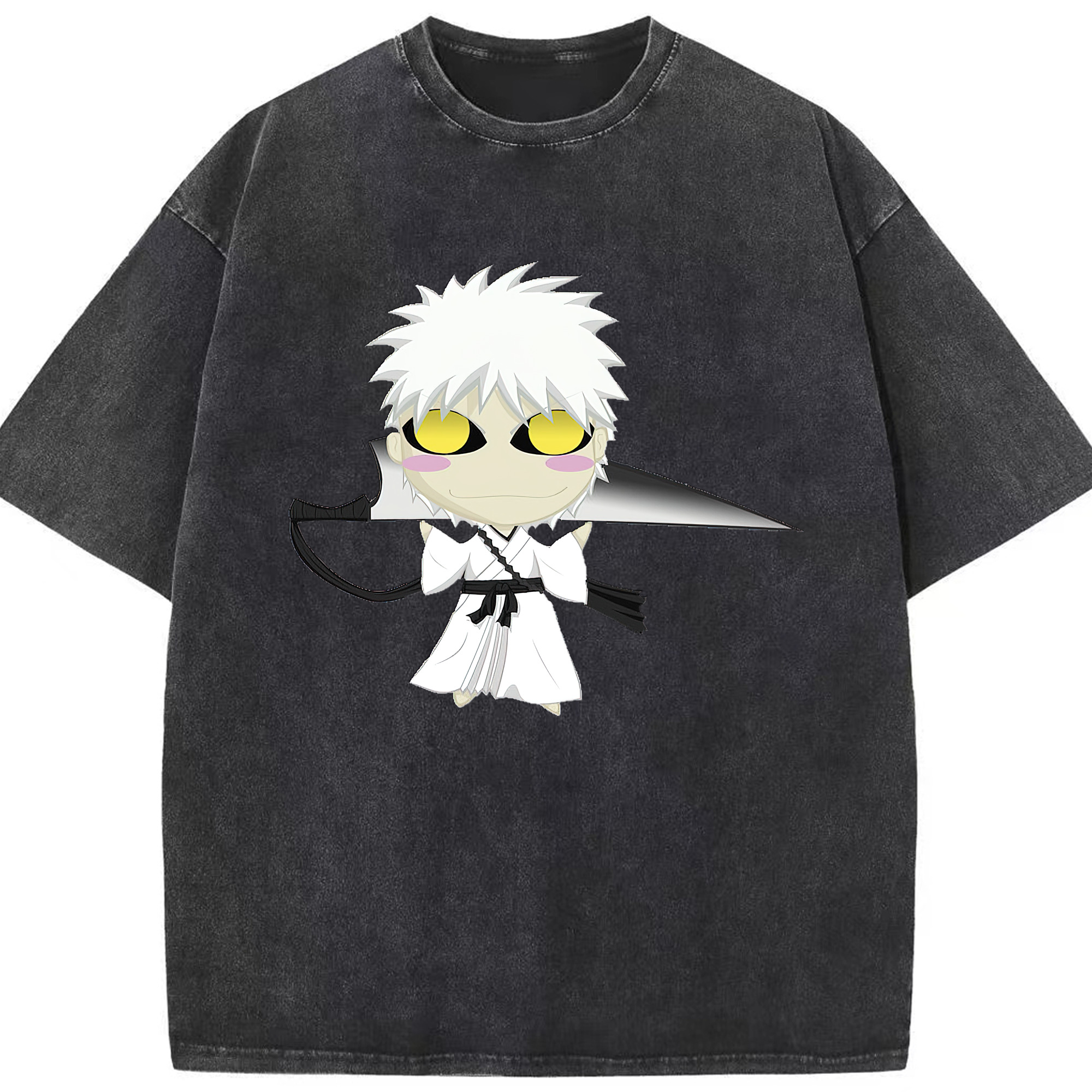 （画像用） ブリーチ 黒崎一護（くろさき いちご）BLEACH Kurosaki Ichigo 綿100% ヴィンテージ風 半袖Tシャツ（フロントプリント）