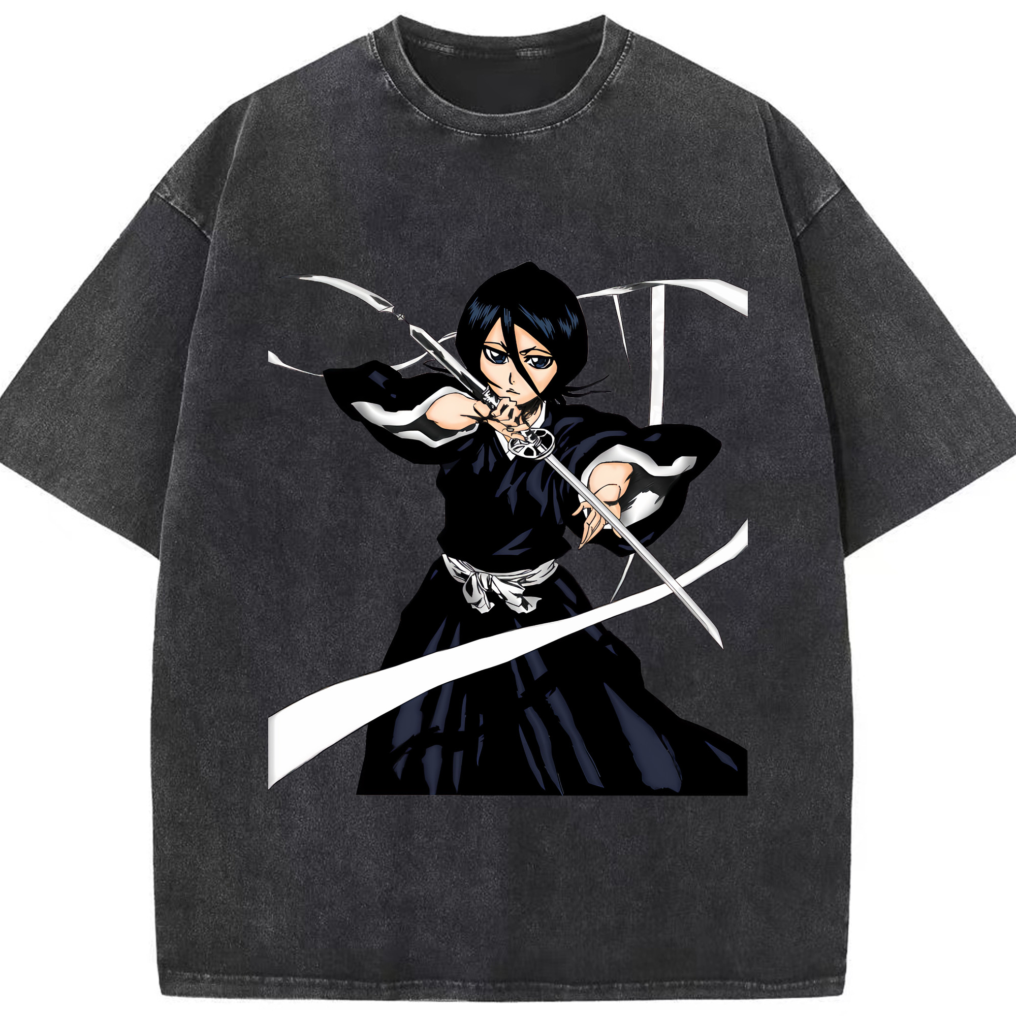 （画像用） ブリーチ 朽木ルキア BLEACH Kuchiki Rukia 綿100% ヴィンテージ風 半袖Tシャツ（フロントプリント）