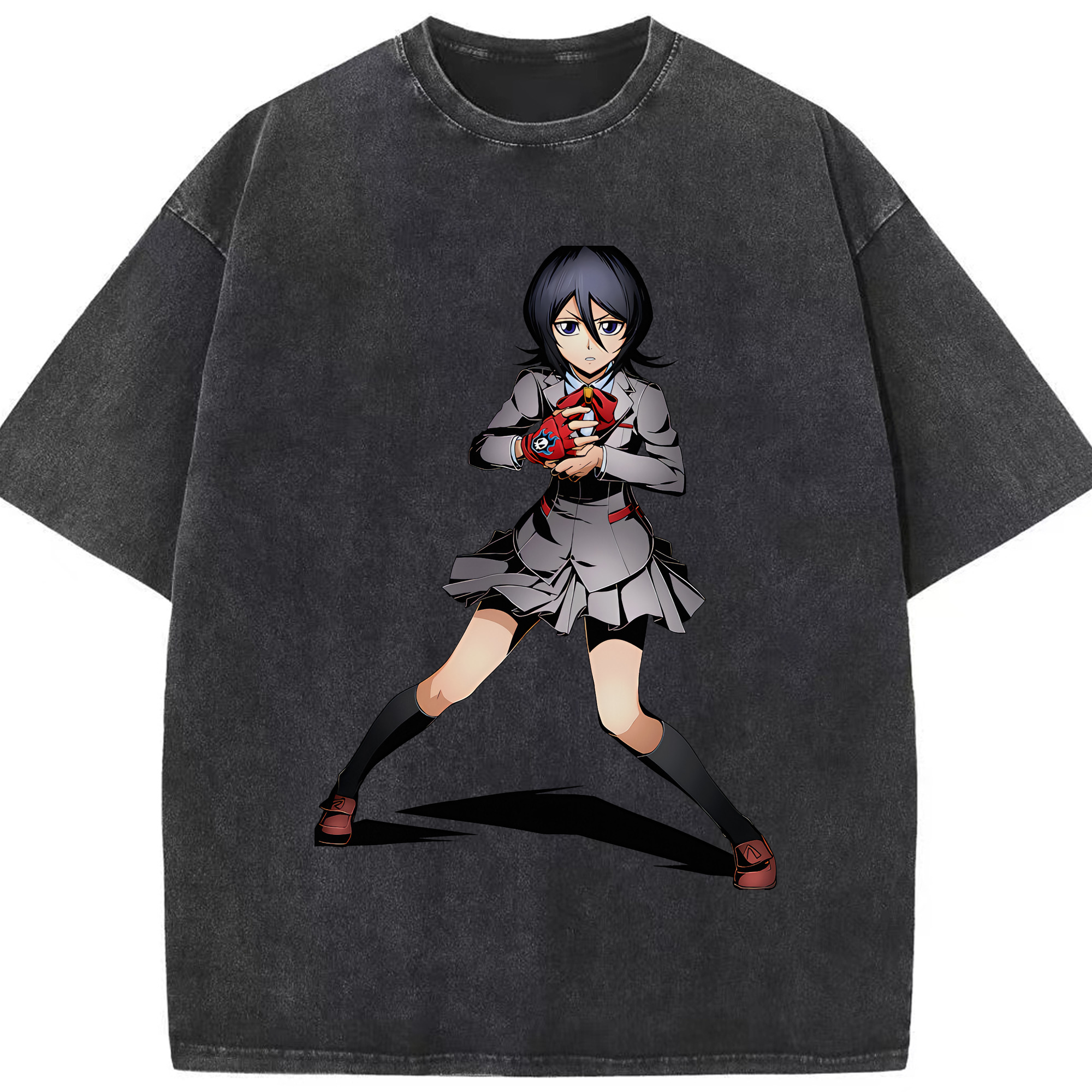 （画像用） ブリーチ 朽木ルキア BLEACH Kuchiki Rukia 綿100% ヴィンテージ風 半袖Tシャツ（フロントプリント）
