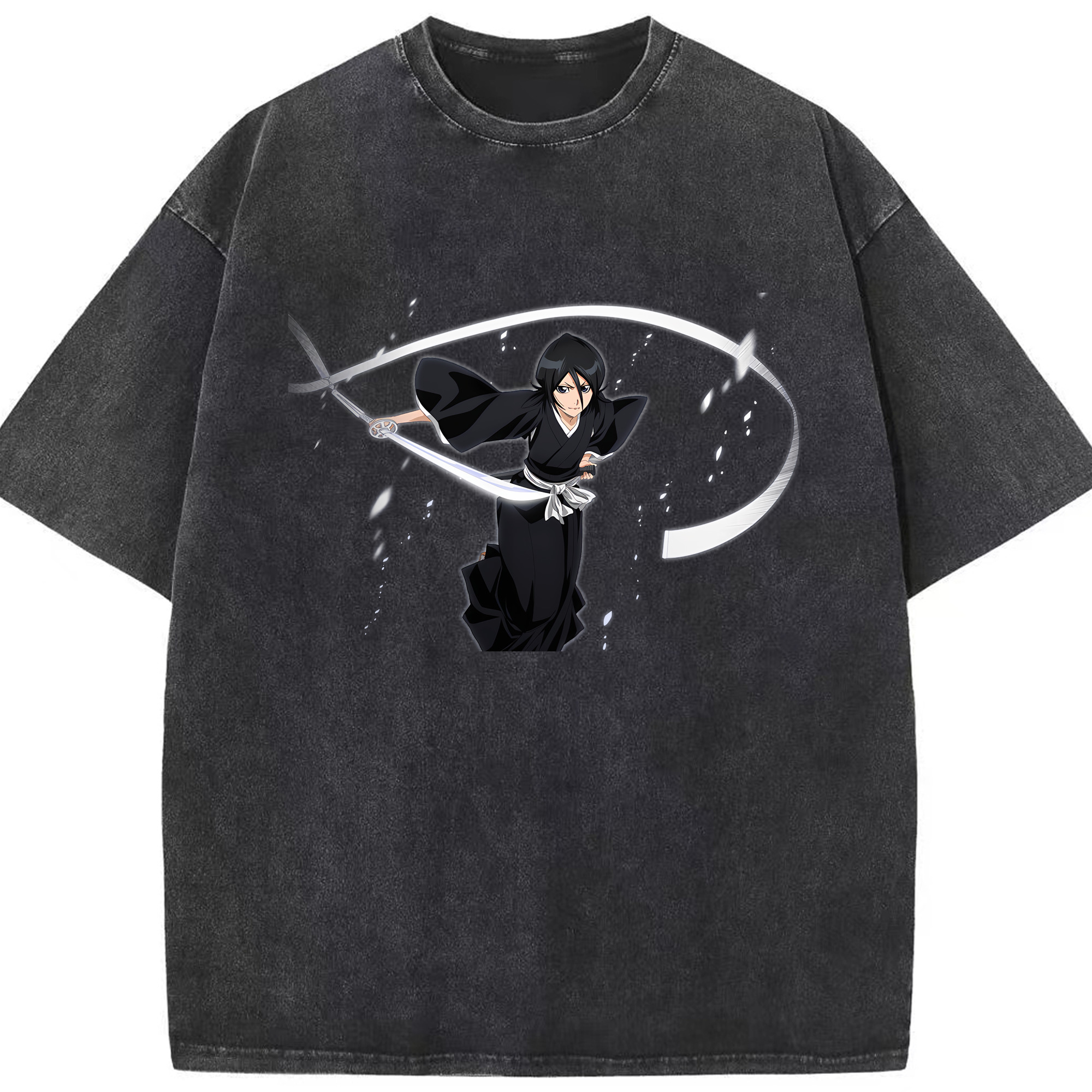（画像用） ブリーチ 朽木ルキア BLEACH Kuchiki Rukia 綿100% ヴィンテージ風 半袖Tシャツ（フロントプリント）
