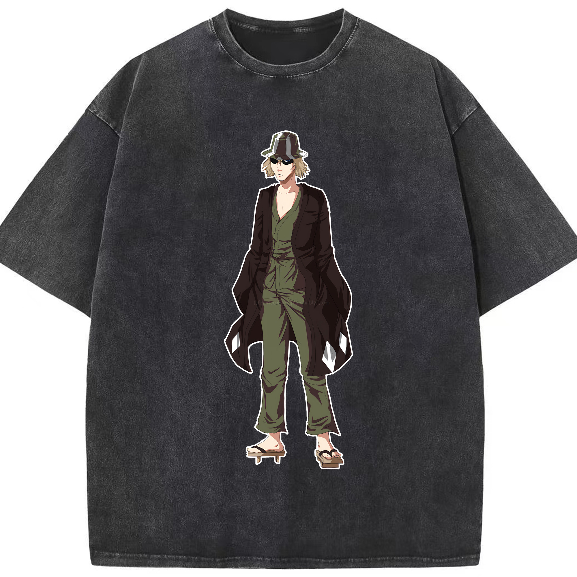（画像用） "ブリーチ 浦原 喜助（うらはら きすけ） BLEACH Urahara Kisuke " 綿100% ヴィンテージ風 半袖Tシャツ（フロントプリント）