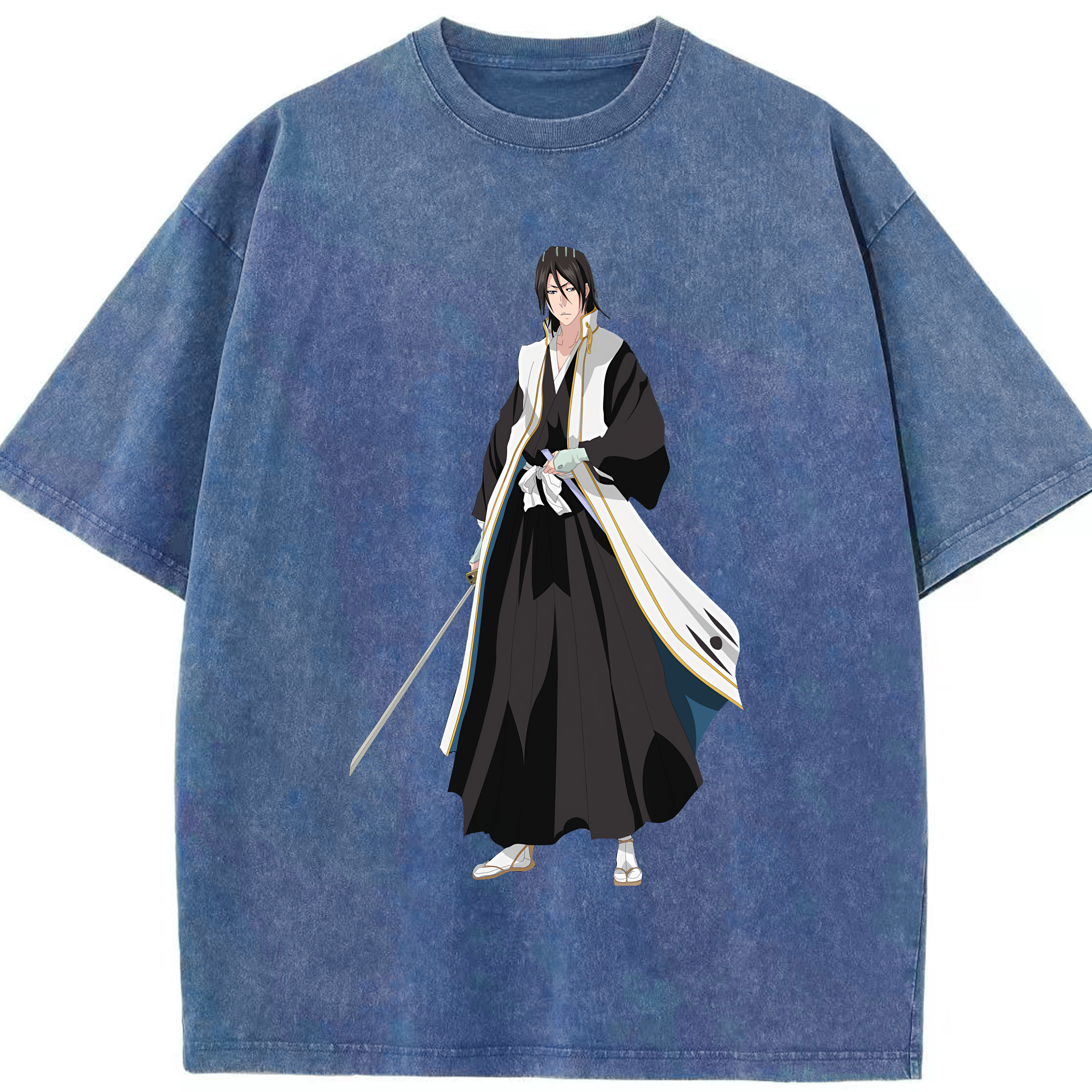 （画像用） ブリーチ くちき びゃくや BLEACH Kuchiki Byakuya 綿100% ヴィンテージ風 半袖Tシャツ（フロントプリント）
