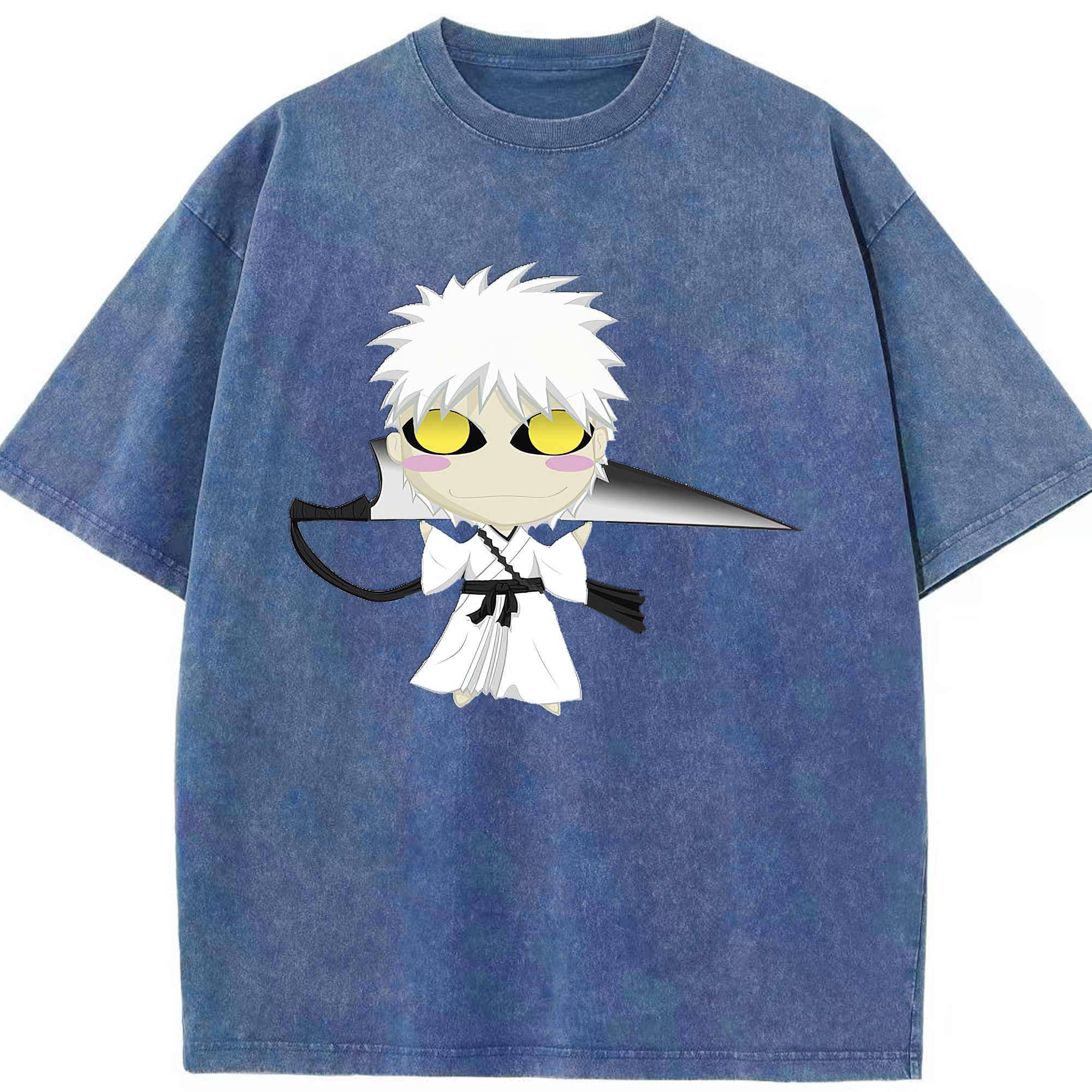 （画像用） ブリーチ 黒崎一護（くろさき いちご）BLEACH Kurosaki Ichigo 綿100% ヴィンテージ風 半袖Tシャツ（フロントプリント）