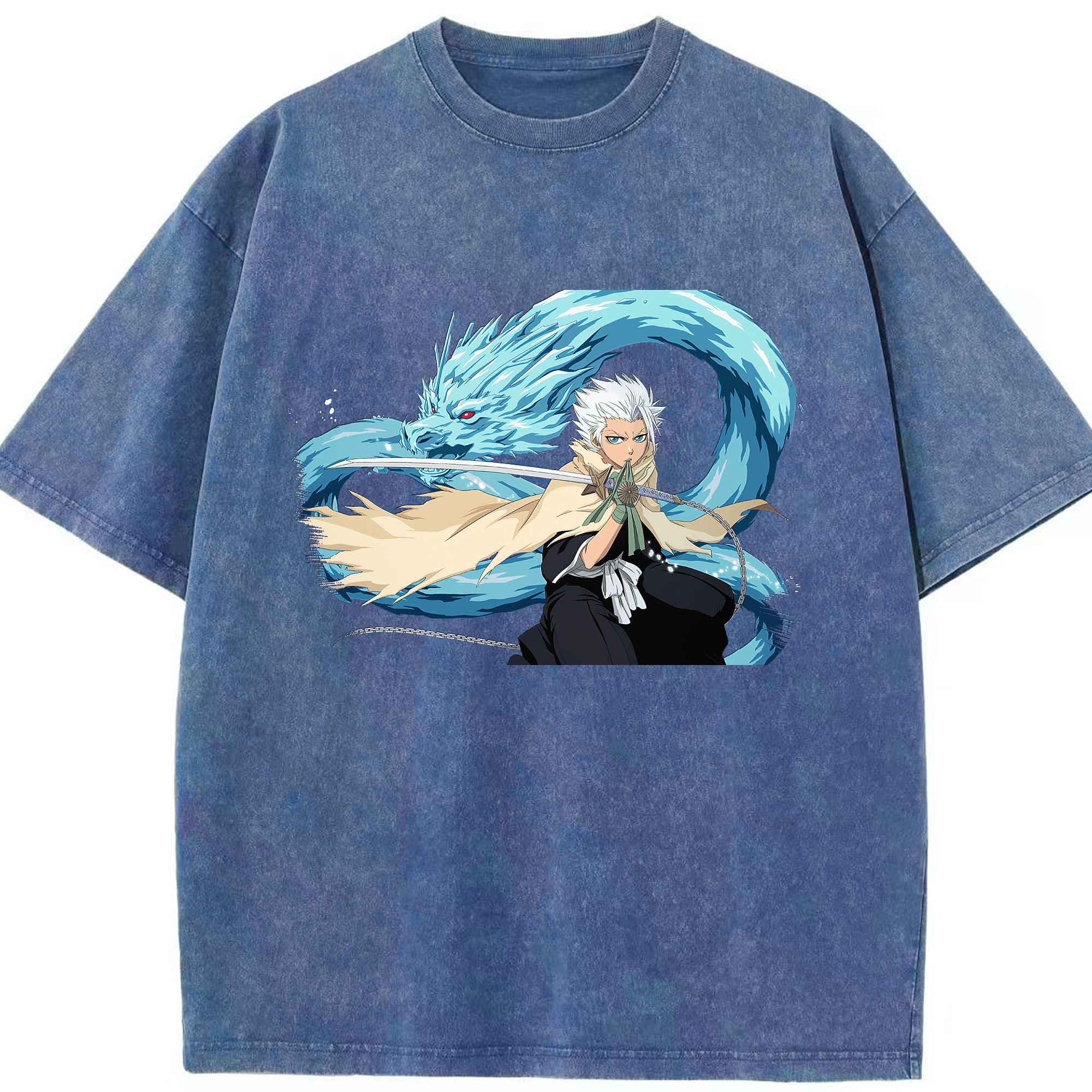 （画像用） ブリーチ 日番谷冬獅郎（ひつがや とうしろう） BLEACH Hitsugaya Toushirou 綿100% ヴィンテージ風 半袖Tシャツ（フロントプリント）