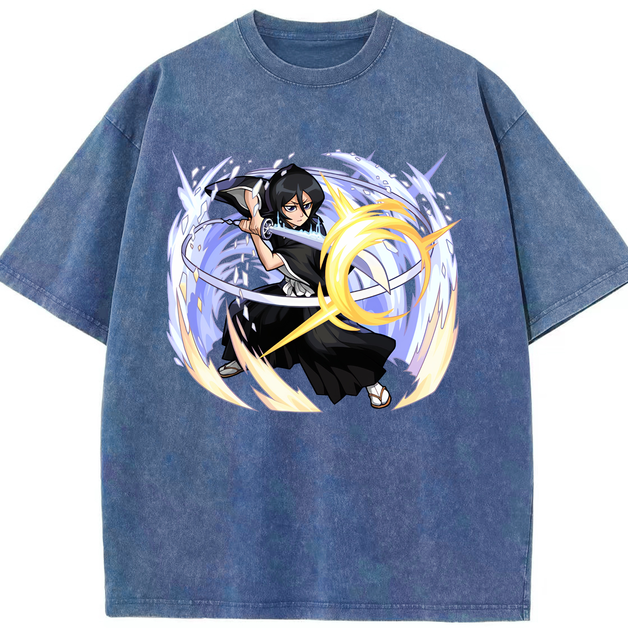 （画像用） ブリーチ 朽木ルキア BLEACH Kuchiki Rukia 綿100% ヴィンテージ風 半袖Tシャツ（フロントプリント）