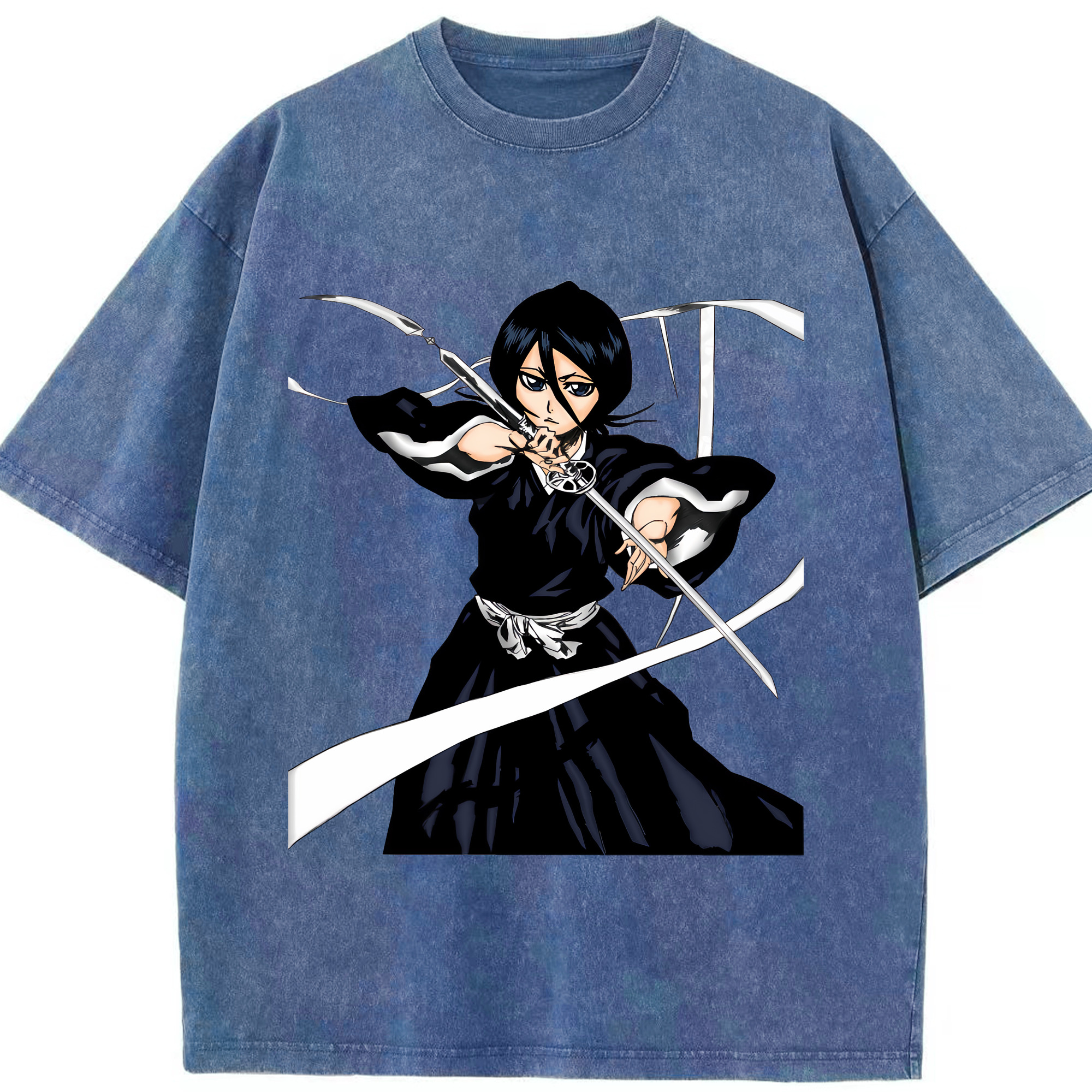 （画像用） ブリーチ 朽木ルキア BLEACH Kuchiki Rukia 綿100% ヴィンテージ風 半袖Tシャツ（フロントプリント）