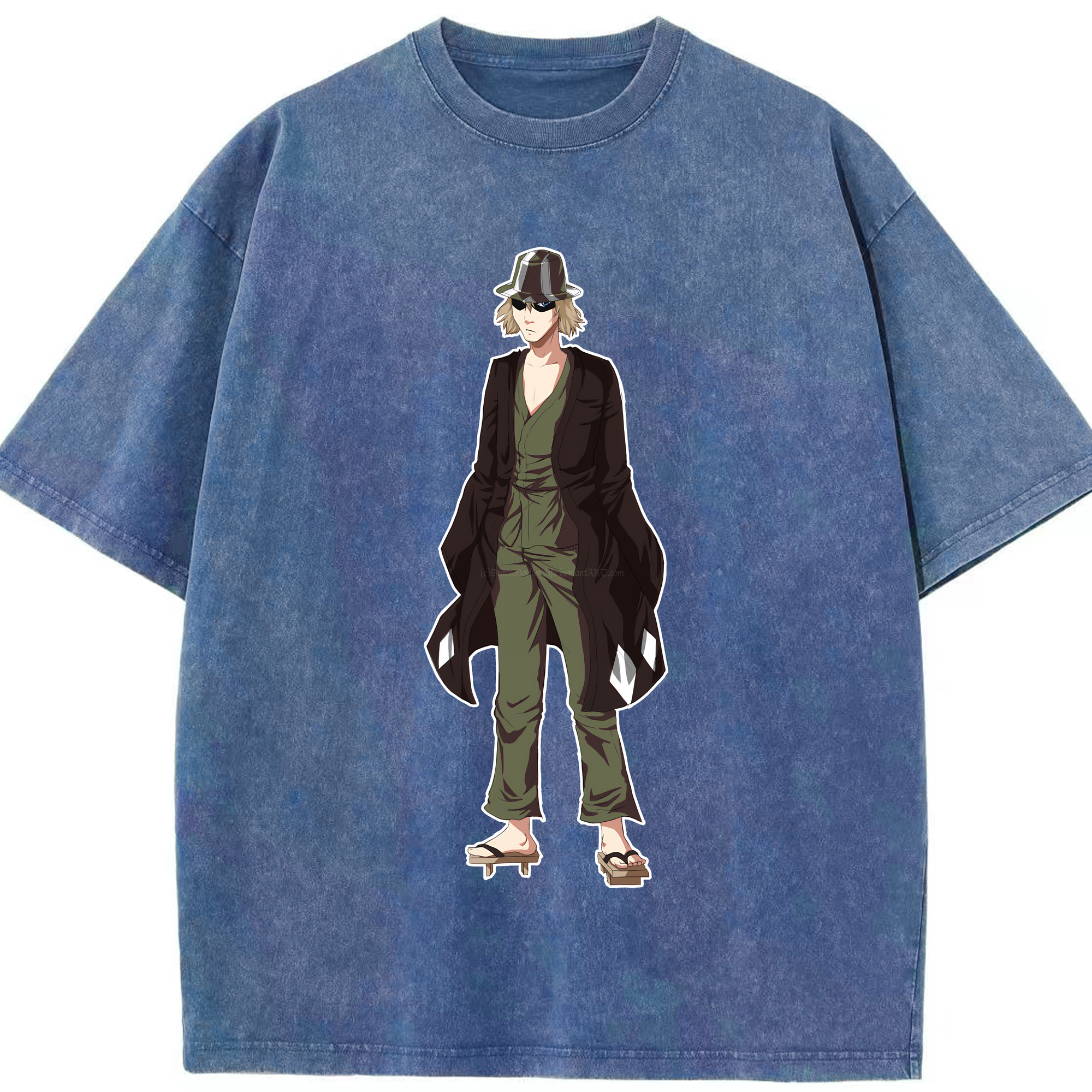 （画像用） "ブリーチ 浦原 喜助（うらはら きすけ） BLEACH Urahara Kisuke " 綿100% ヴィンテージ風 半袖Tシャツ（フロントプリント）