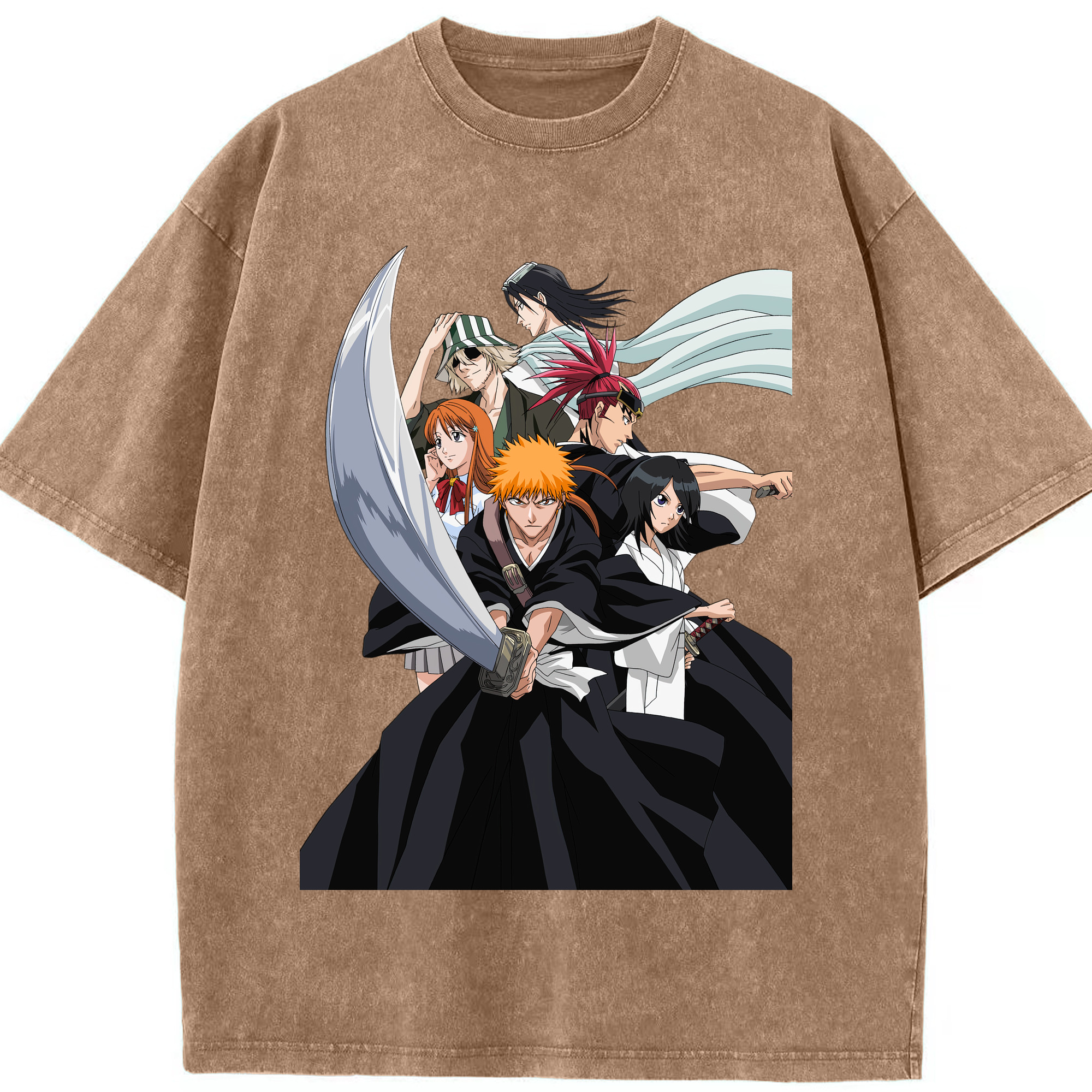 （画像用） ブリーチ 黒崎一護（くろさき いちご）BLEACH Kurosaki Ichigo 綿100% ヴィンテージ風 半袖Tシャツ（フロントプリント）