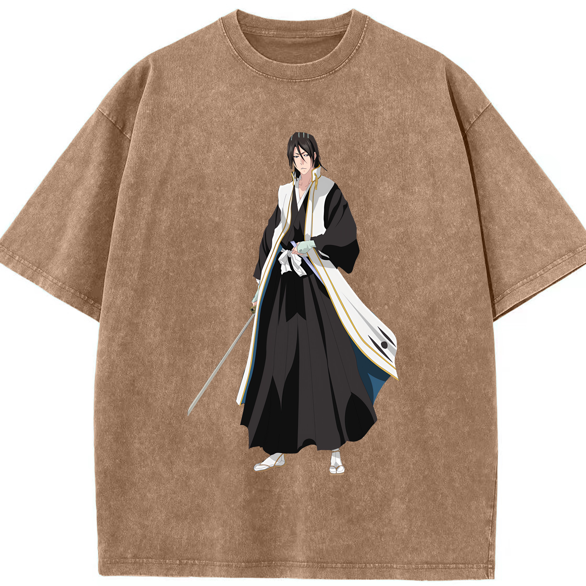 （画像用） ブリーチ くちき びゃくや BLEACH Kuchiki Byakuya 綿100% ヴィンテージ風 半袖Tシャツ（フロントプリント）