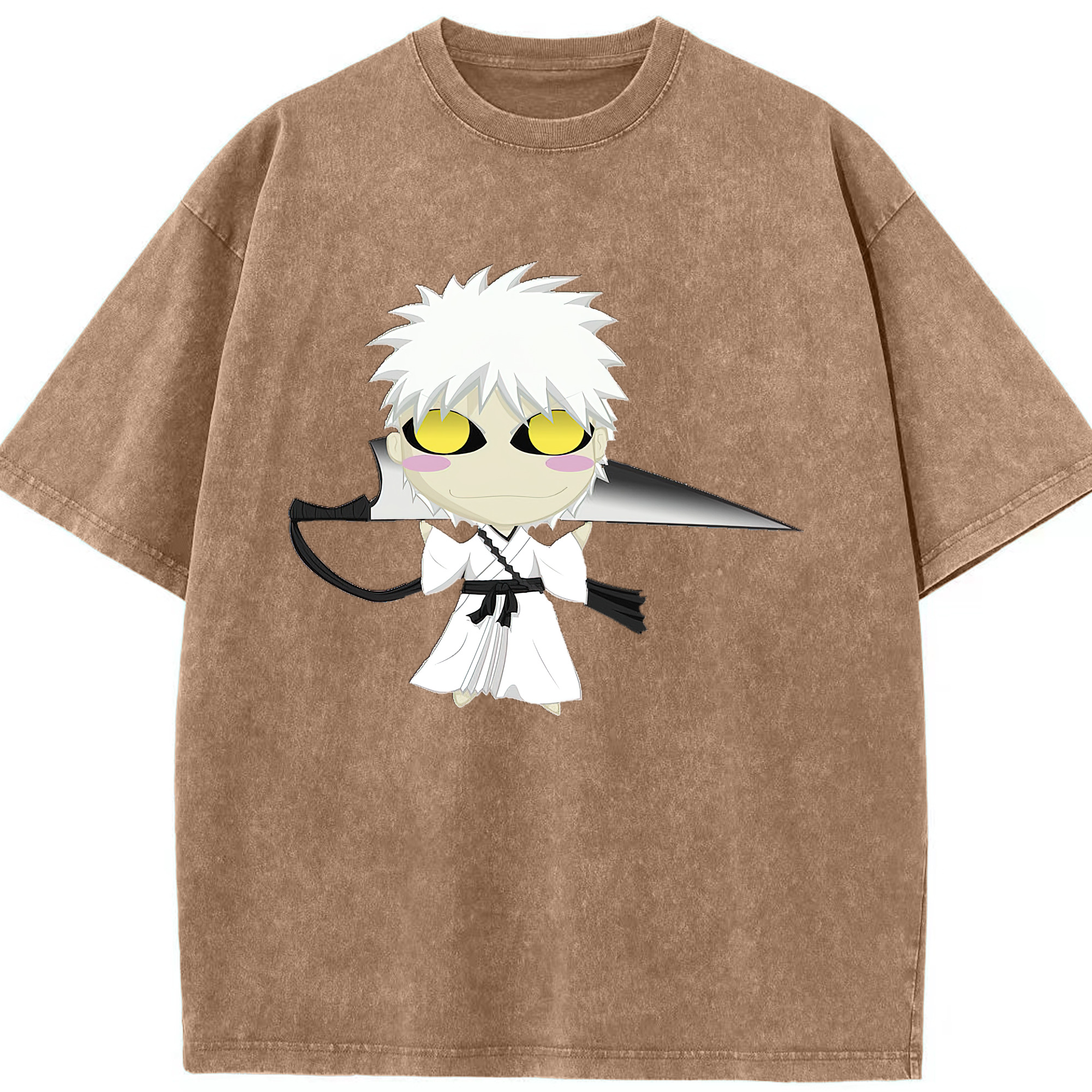 （画像用） ブリーチ 黒崎一護（くろさき いちご）BLEACH Kurosaki Ichigo 綿100% ヴィンテージ風 半袖Tシャツ（フロントプリント）