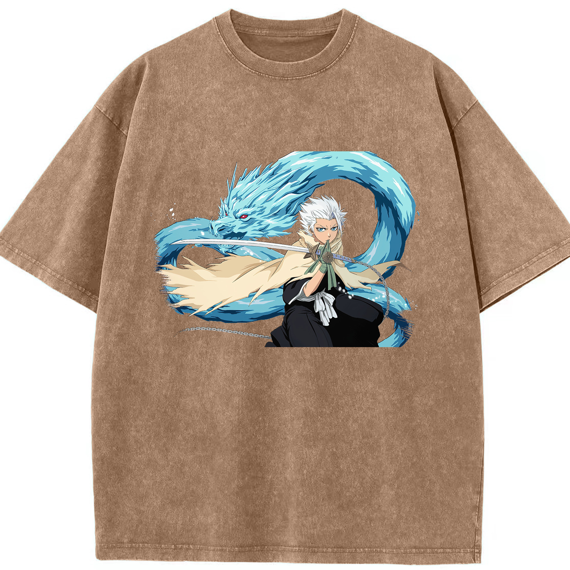 （画像用） ブリーチ 日番谷冬獅郎（ひつがや とうしろう） BLEACH Hitsugaya Toushirou 綿100% ヴィンテージ風 半袖Tシャツ（フロントプリント）