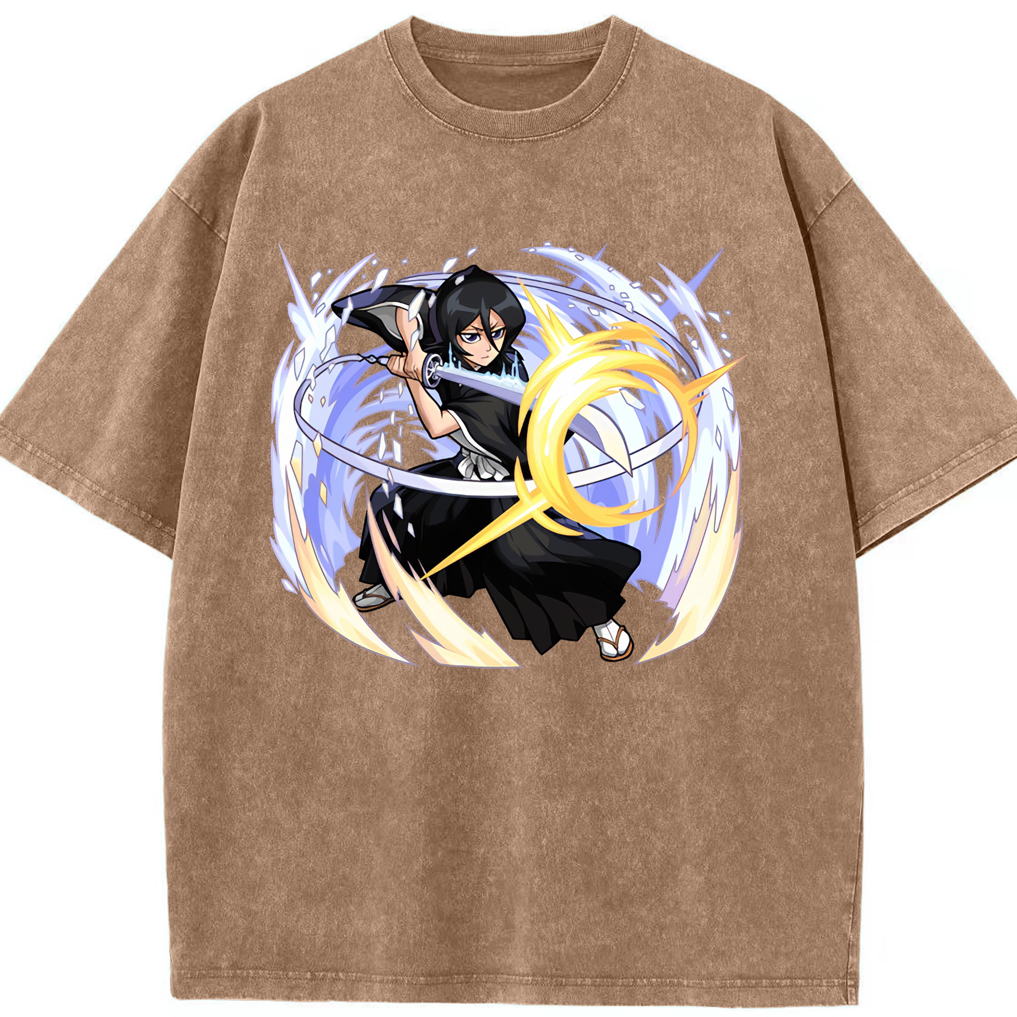 （画像用） ブリーチ 朽木ルキア BLEACH Kuchiki Rukia 綿100% ヴィンテージ風 半袖Tシャツ（フロントプリント）