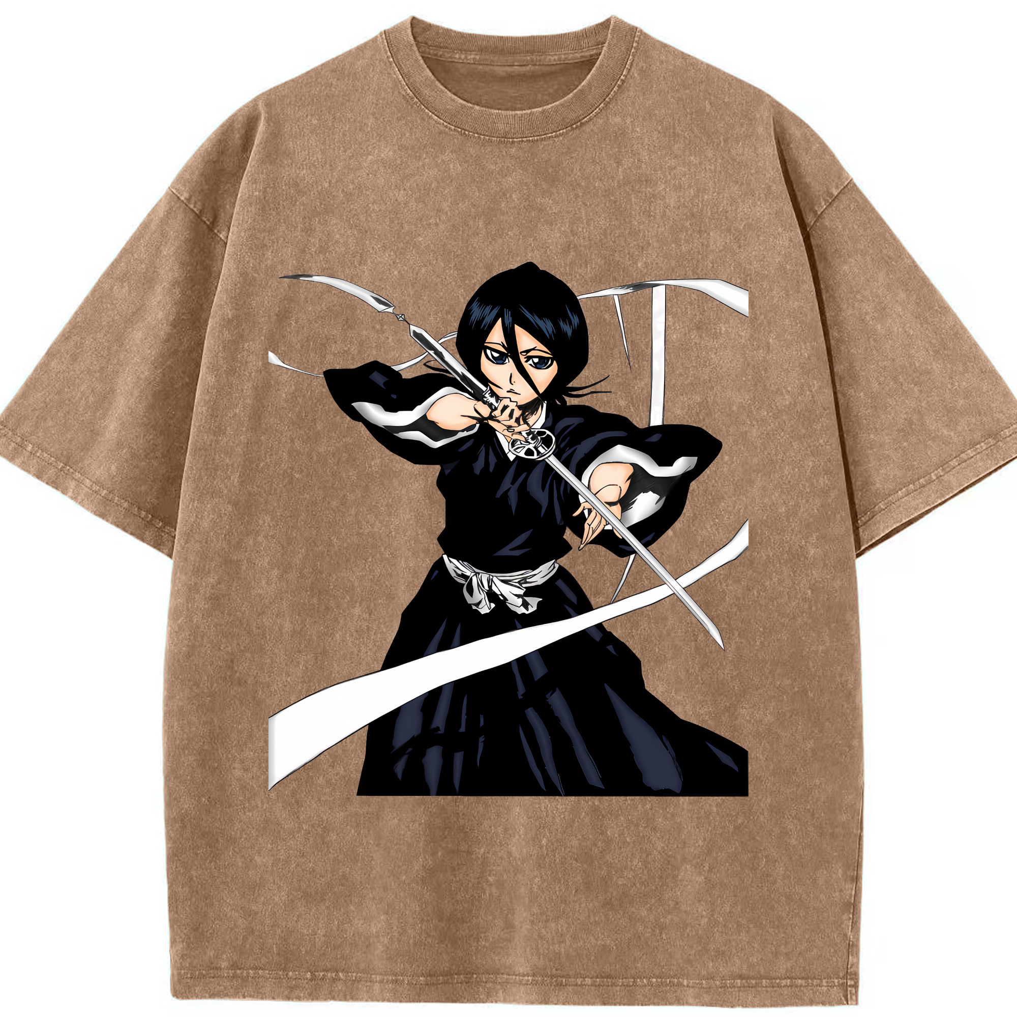 （画像用） ブリーチ 朽木ルキア BLEACH Kuchiki Rukia 綿100% ヴィンテージ風 半袖Tシャツ（フロントプリント）