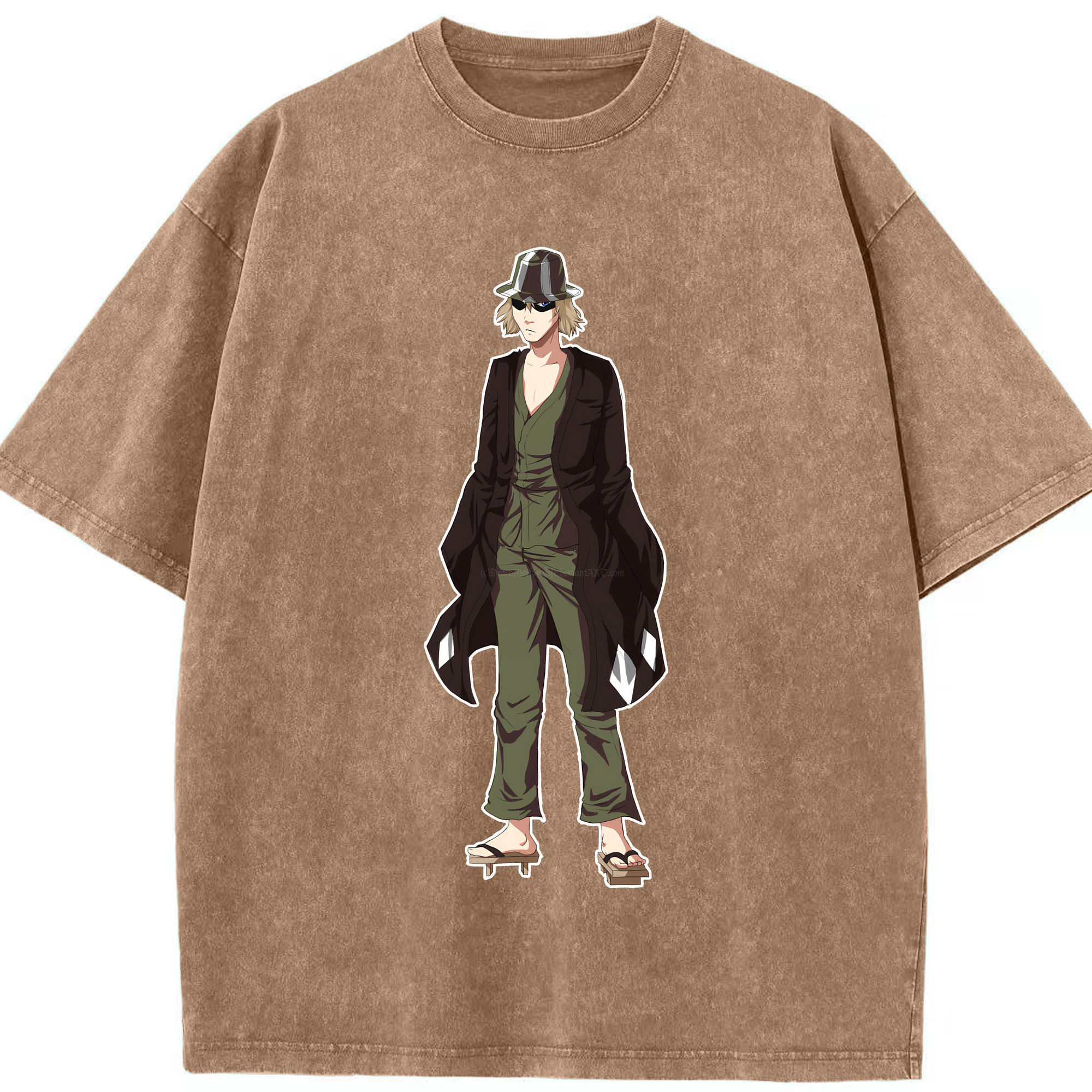 （画像用） "ブリーチ 浦原 喜助（うらはら きすけ） BLEACH Urahara Kisuke " 綿100% ヴィンテージ風 半袖Tシャツ（フロントプリント）
