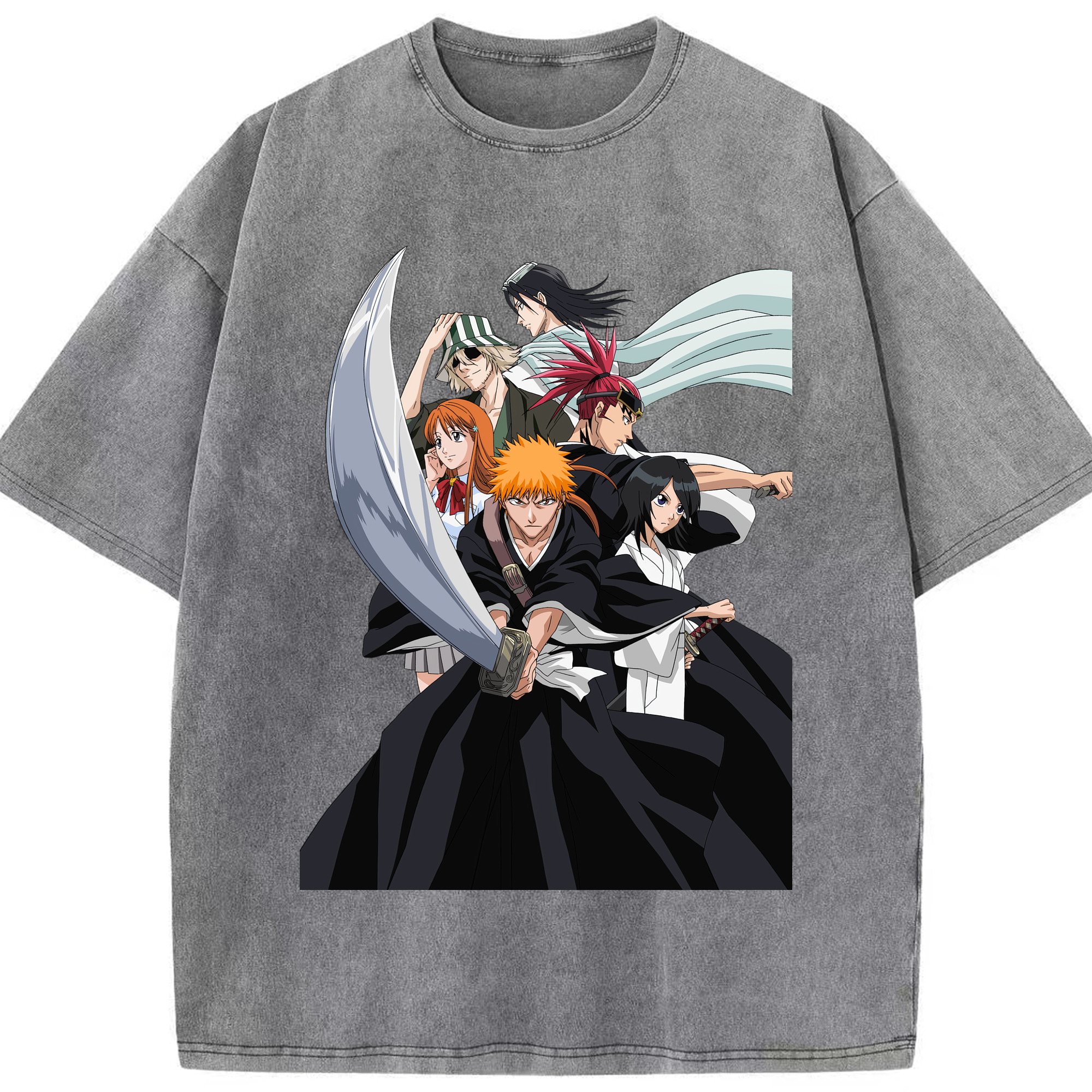 （画像用） ブリーチ 黒崎一護（くろさき いちご）BLEACH Kurosaki Ichigo 綿100% ヴィンテージ風 半袖Tシャツ（フロントプリント）