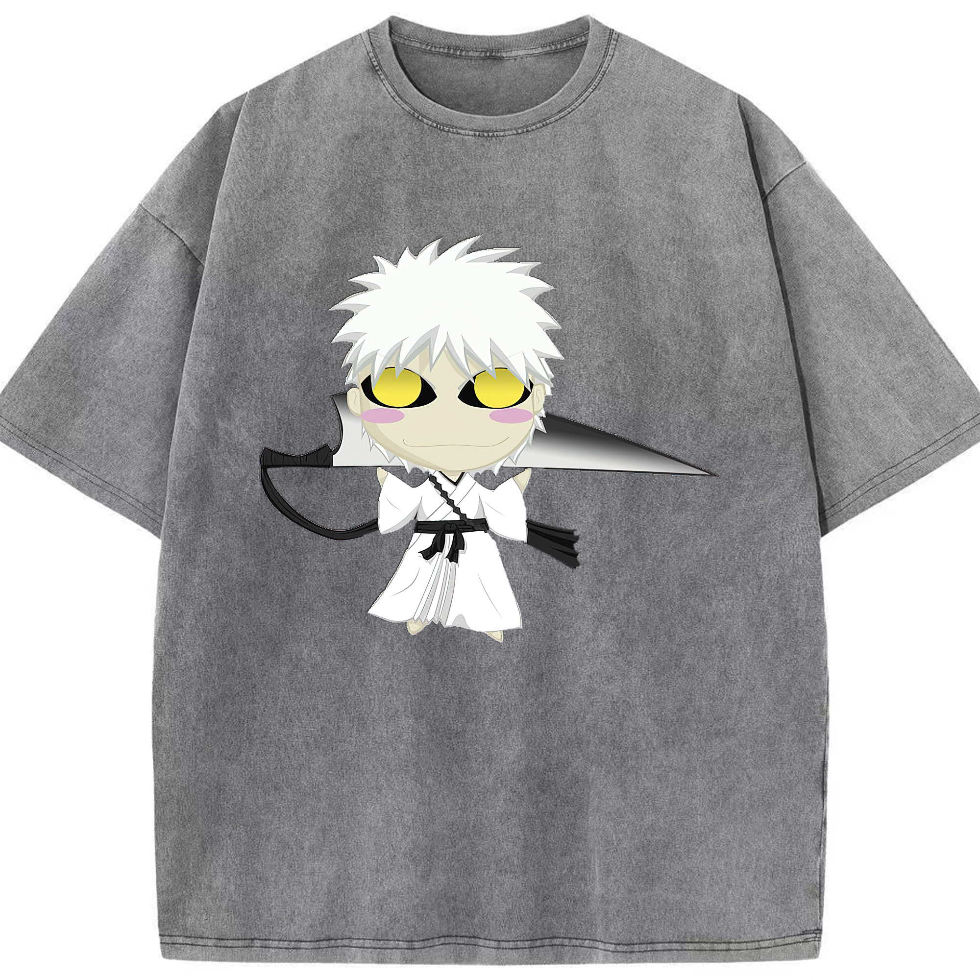 （画像用） ブリーチ 黒崎一護（くろさき いちご）BLEACH Kurosaki Ichigo 綿100% ヴィンテージ風 半袖Tシャツ（フロントプリント）