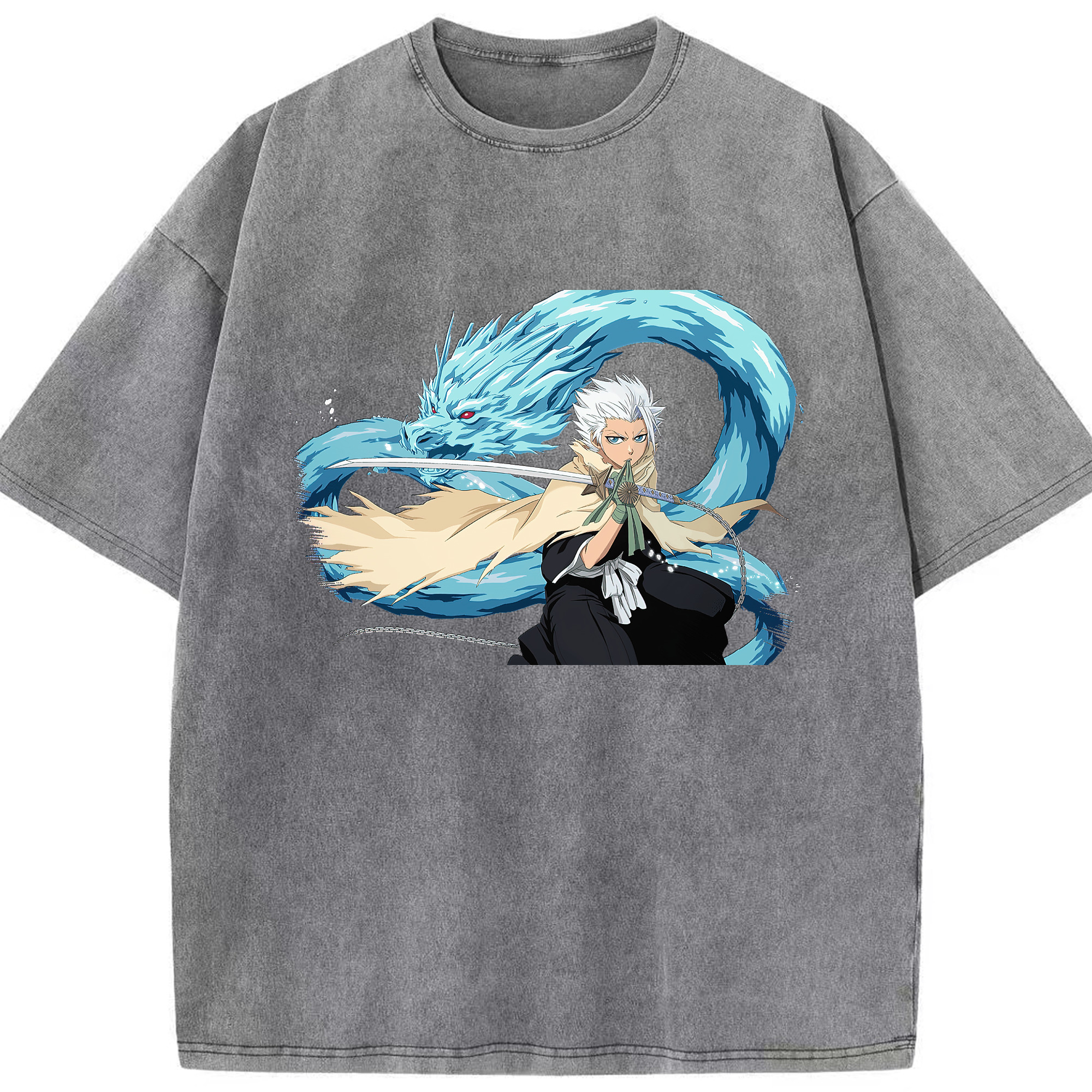 （画像用） ブリーチ 日番谷冬獅郎（ひつがや とうしろう） BLEACH Hitsugaya Toushirou 綿100% ヴィンテージ風 半袖Tシャツ（フロントプリント）