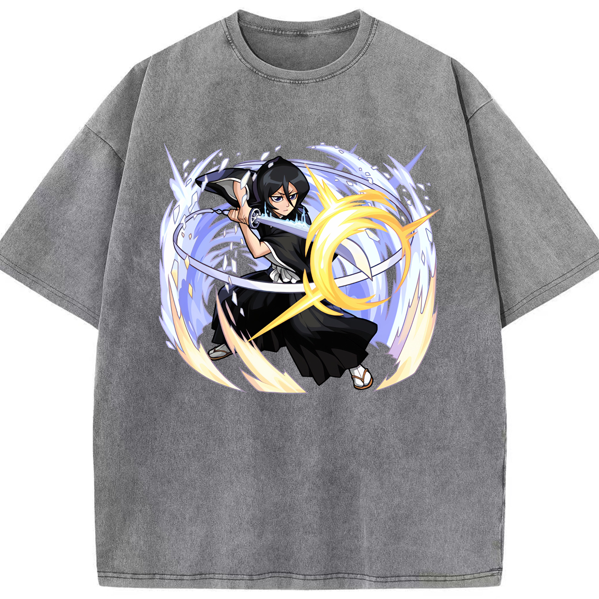 （画像用） ブリーチ 朽木ルキア BLEACH Kuchiki Rukia 綿100% ヴィンテージ風 半袖Tシャツ（フロントプリント）