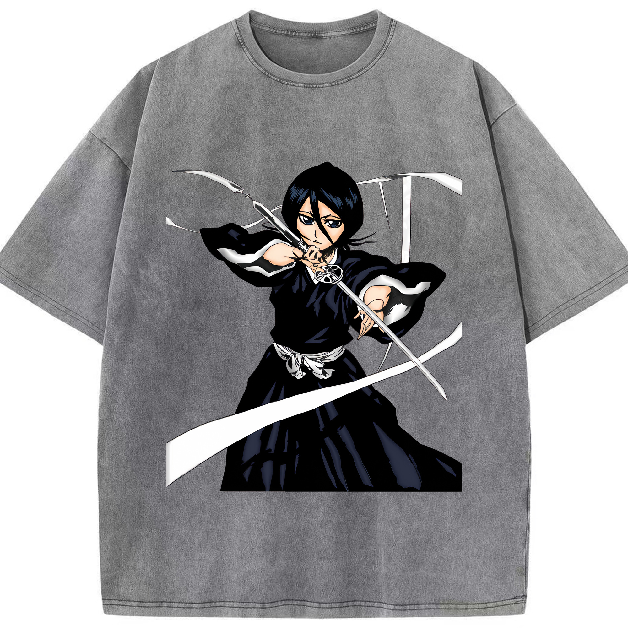 （画像用） ブリーチ 朽木ルキア BLEACH Kuchiki Rukia 綿100% ヴィンテージ風 半袖Tシャツ（フロントプリント）