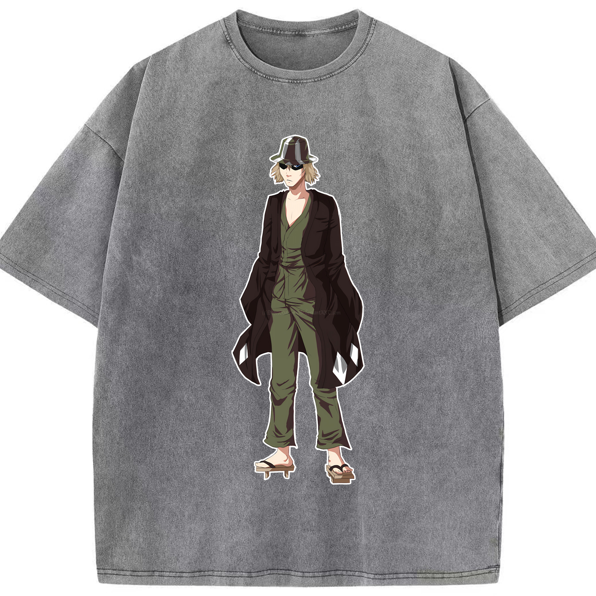 （画像用） "ブリーチ 浦原 喜助（うらはら きすけ） BLEACH Urahara Kisuke " 綿100% ヴィンテージ風 半袖Tシャツ（フロントプリント）