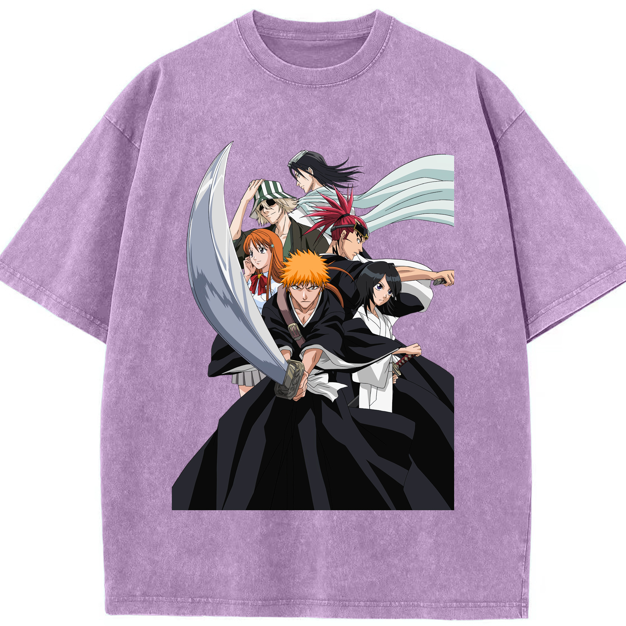 （画像用） ブリーチ 黒崎一護（くろさき いちご）BLEACH Kurosaki Ichigo 綿100% ヴィンテージ風 半袖Tシャツ（フロントプリント）