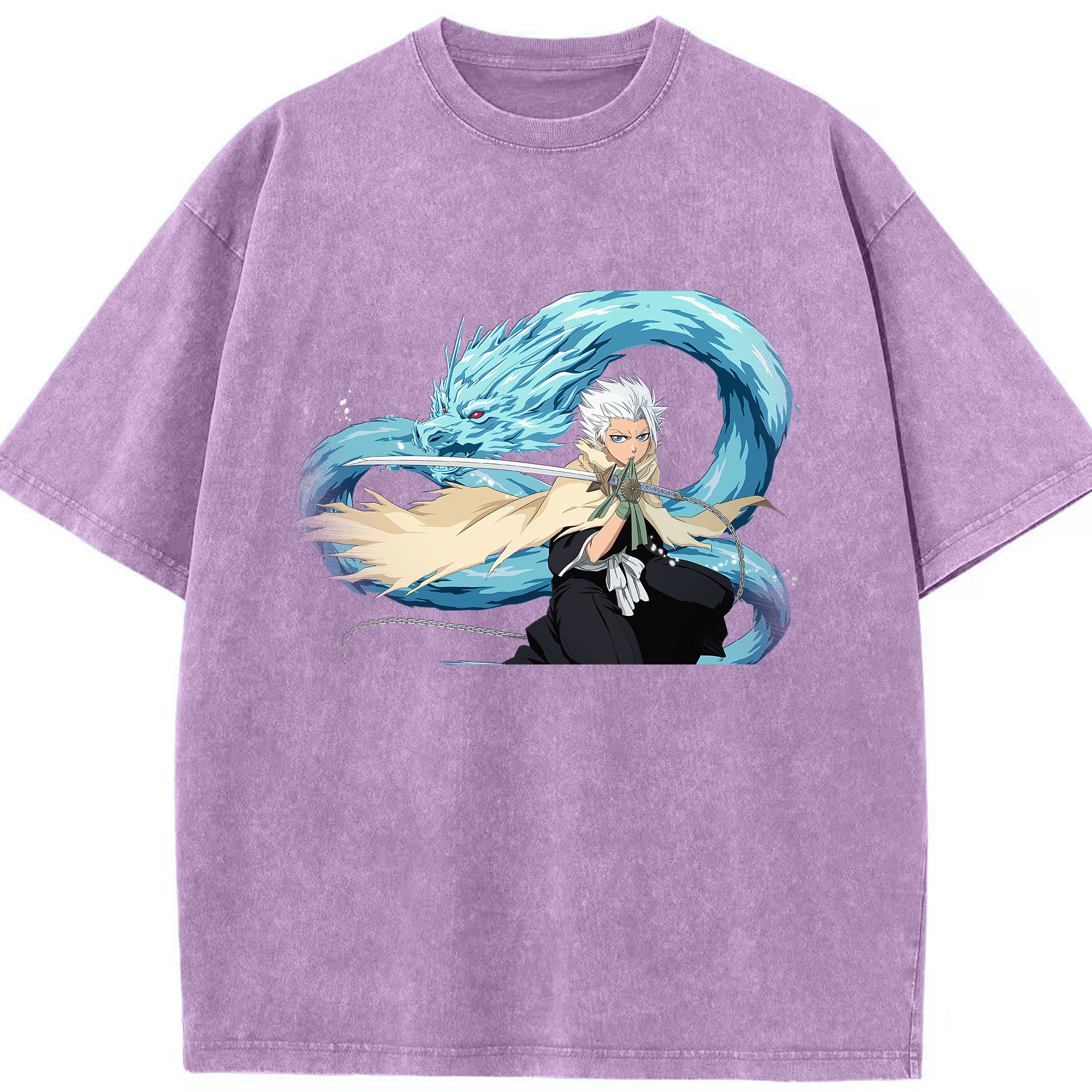 （画像用） ブリーチ 日番谷冬獅郎（ひつがや とうしろう） BLEACH Hitsugaya Toushirou 綿100% ヴィンテージ風 半袖Tシャツ（フロントプリント）