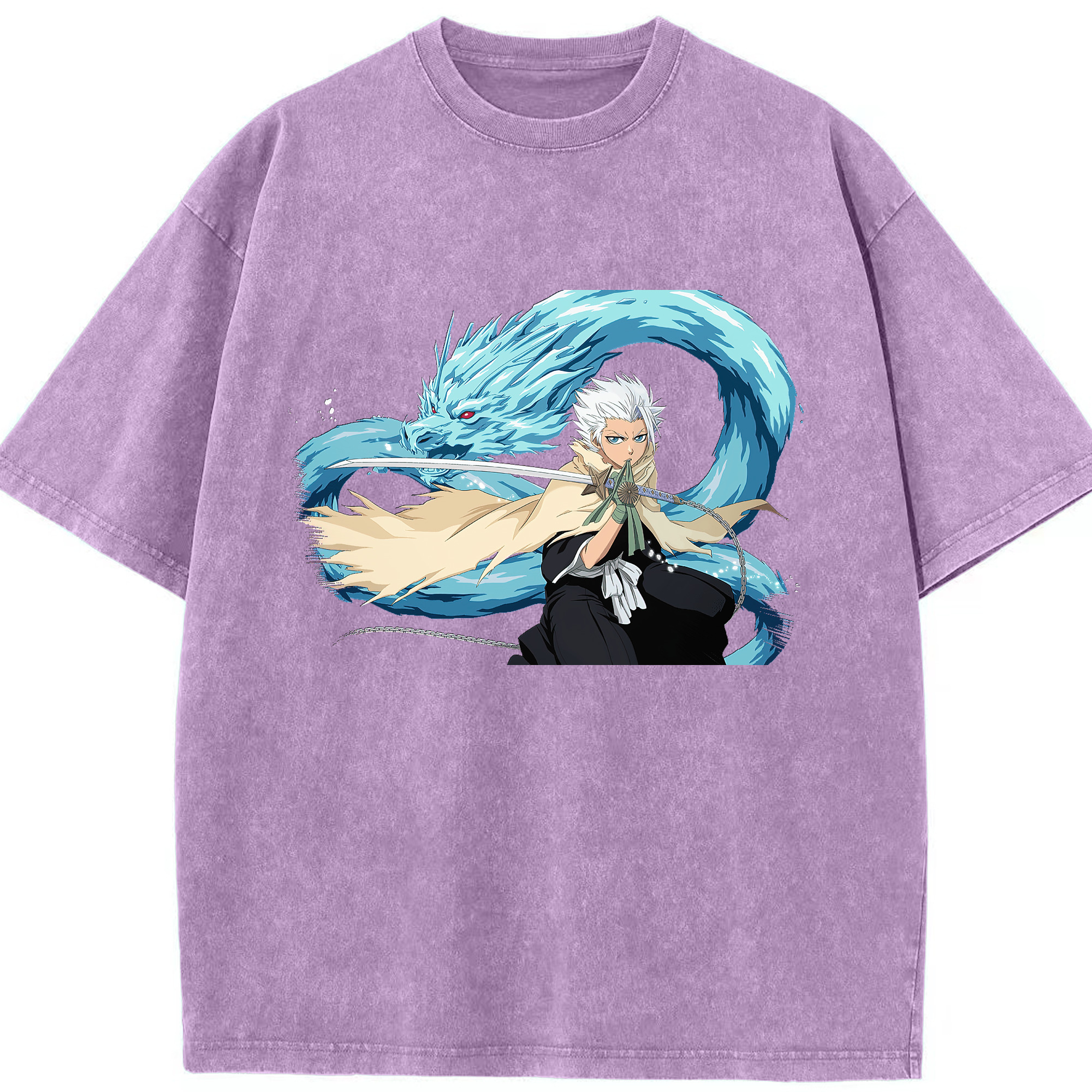 （画像用） ブリーチ 日番谷冬獅郎（ひつがや とうしろう） BLEACH Hitsugaya Toushirou 綿100% ヴィンテージ風 半袖Tシャツ（フロントプリント）