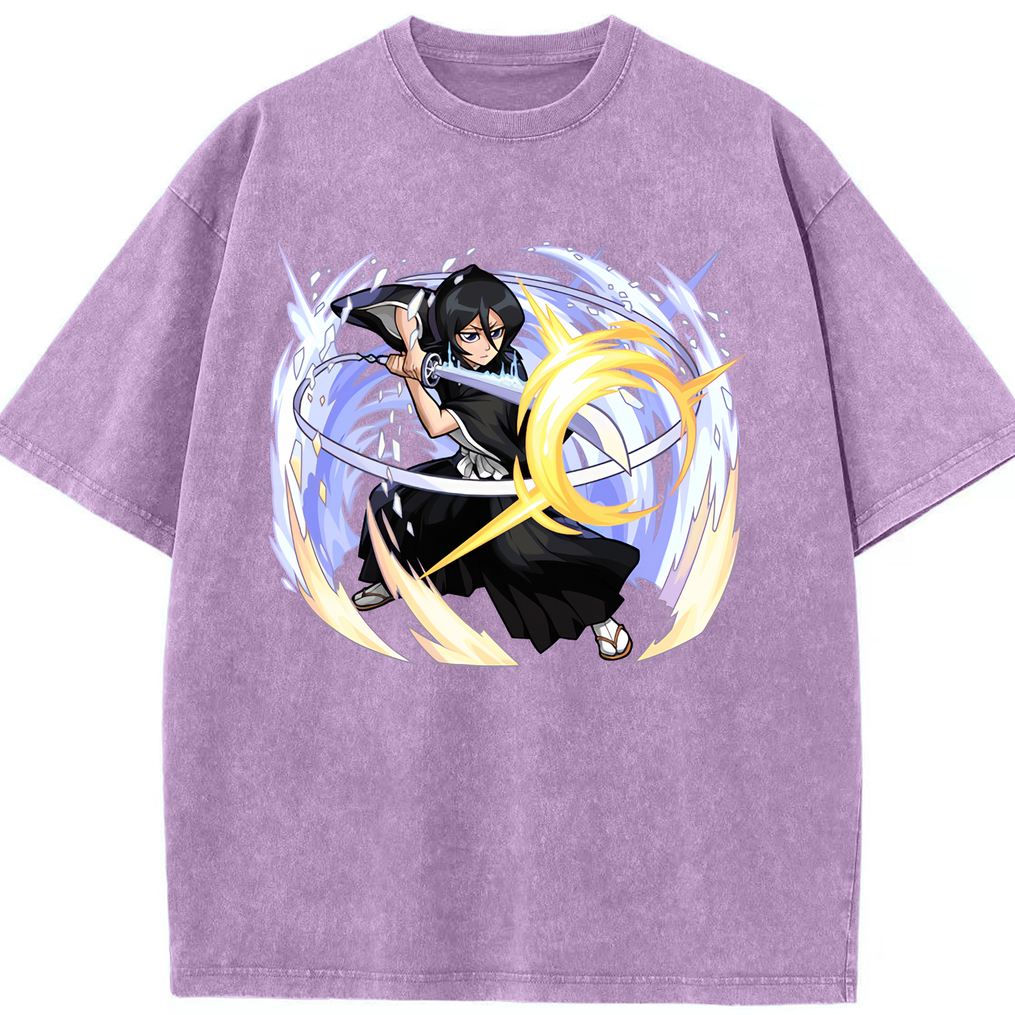 （画像用） ブリーチ 朽木ルキア BLEACH Kuchiki Rukia 綿100% ヴィンテージ風 半袖Tシャツ（フロントプリント）