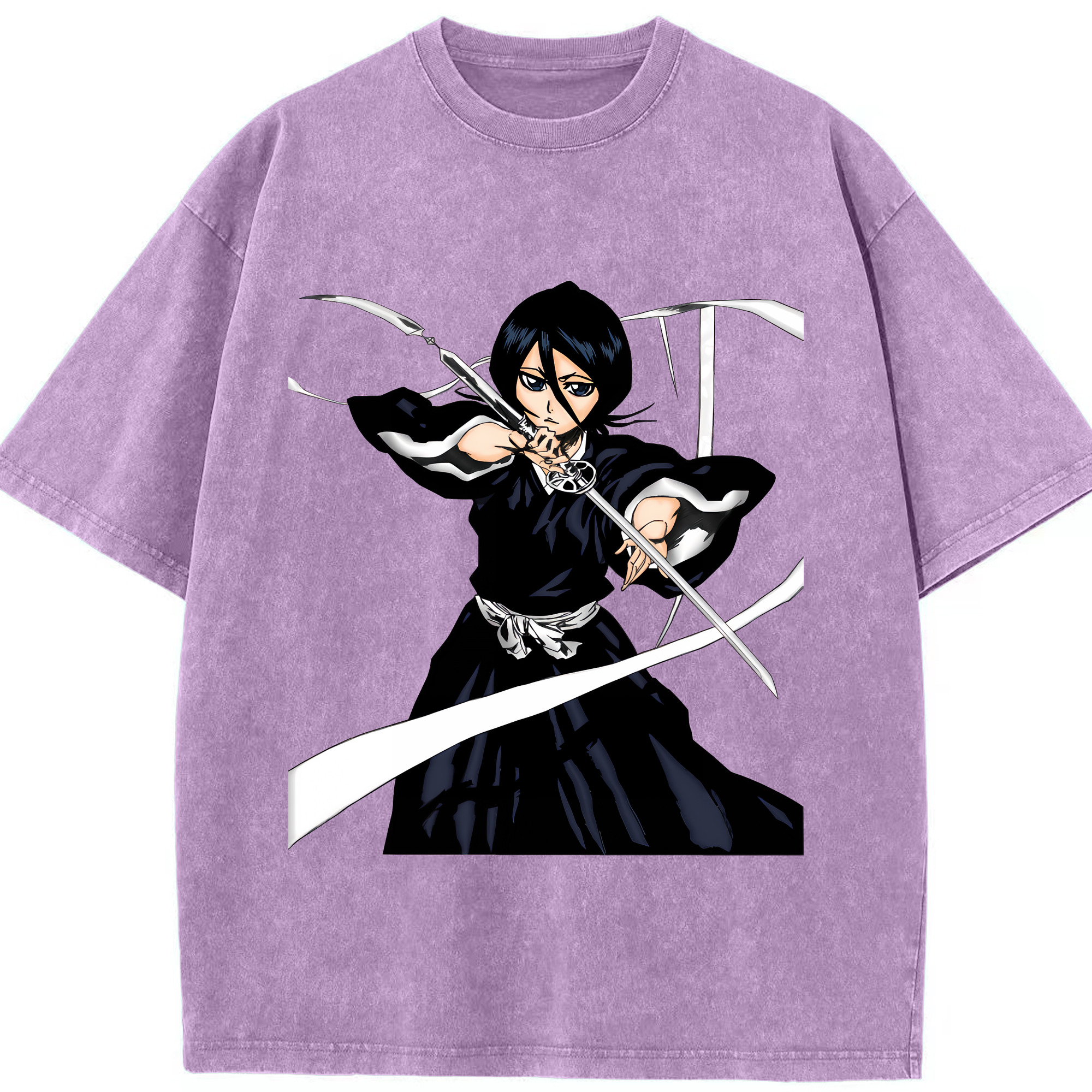 （画像用） ブリーチ 朽木ルキア BLEACH Kuchiki Rukia 綿100% ヴィンテージ風 半袖Tシャツ（フロントプリント）