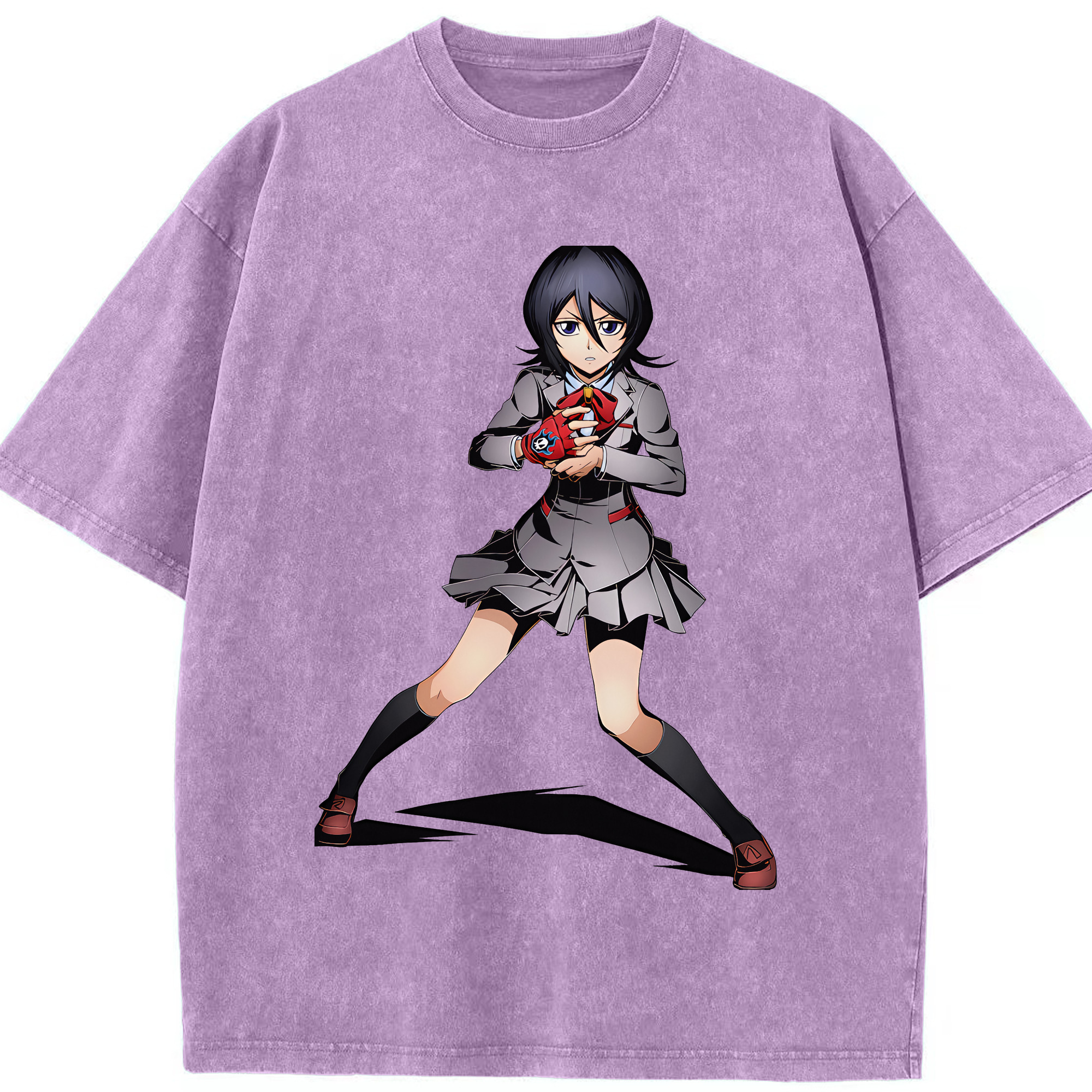 （画像用） ブリーチ 朽木ルキア BLEACH Kuchiki Rukia 綿100% ヴィンテージ風 半袖Tシャツ（フロントプリント）