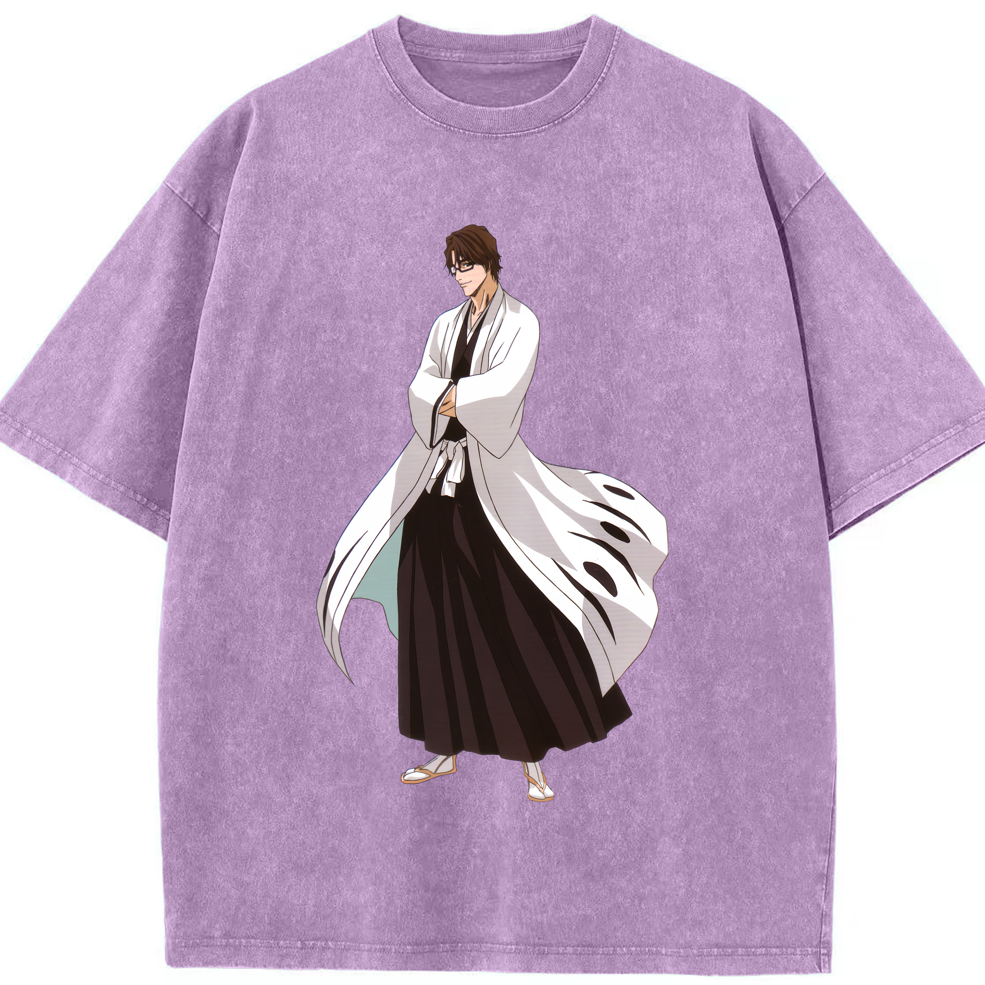 （画像用） ブリーチ 藍染 惣右介（あいぜん そうすけ） BLEACH Aizen Sousuke 綿100% ヴィンテージ風 半袖Tシャツ（フロントプリント）
