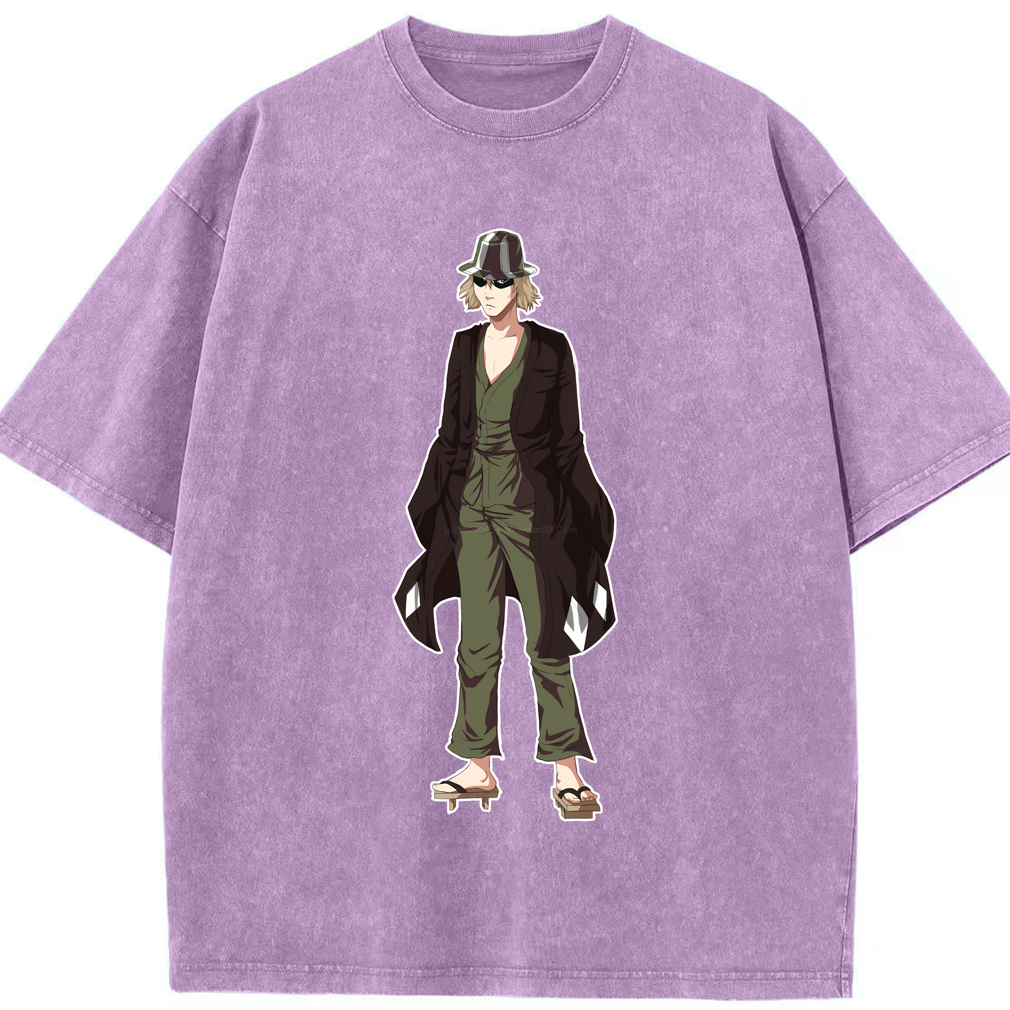 （画像用） "ブリーチ 浦原 喜助（うらはら きすけ） BLEACH Urahara Kisuke " 綿100% ヴィンテージ風 半袖Tシャツ（フロントプリント）