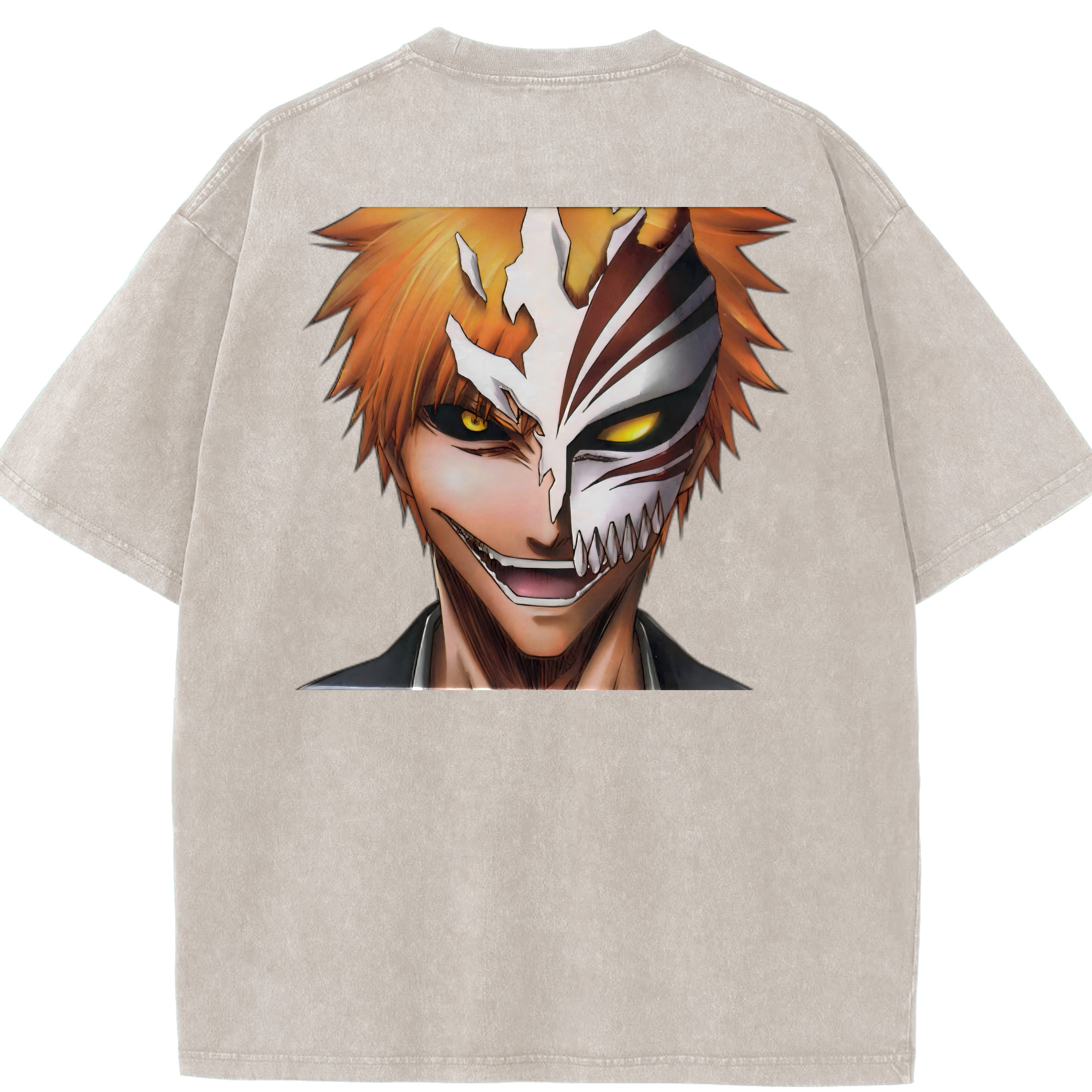 （画像用） ブリーチ 黒崎一護（くろさき いちご）BLEACH Kurosaki Ichigo 綿100% ヴィンテージ風 半袖Tシャツ（背面プリント）