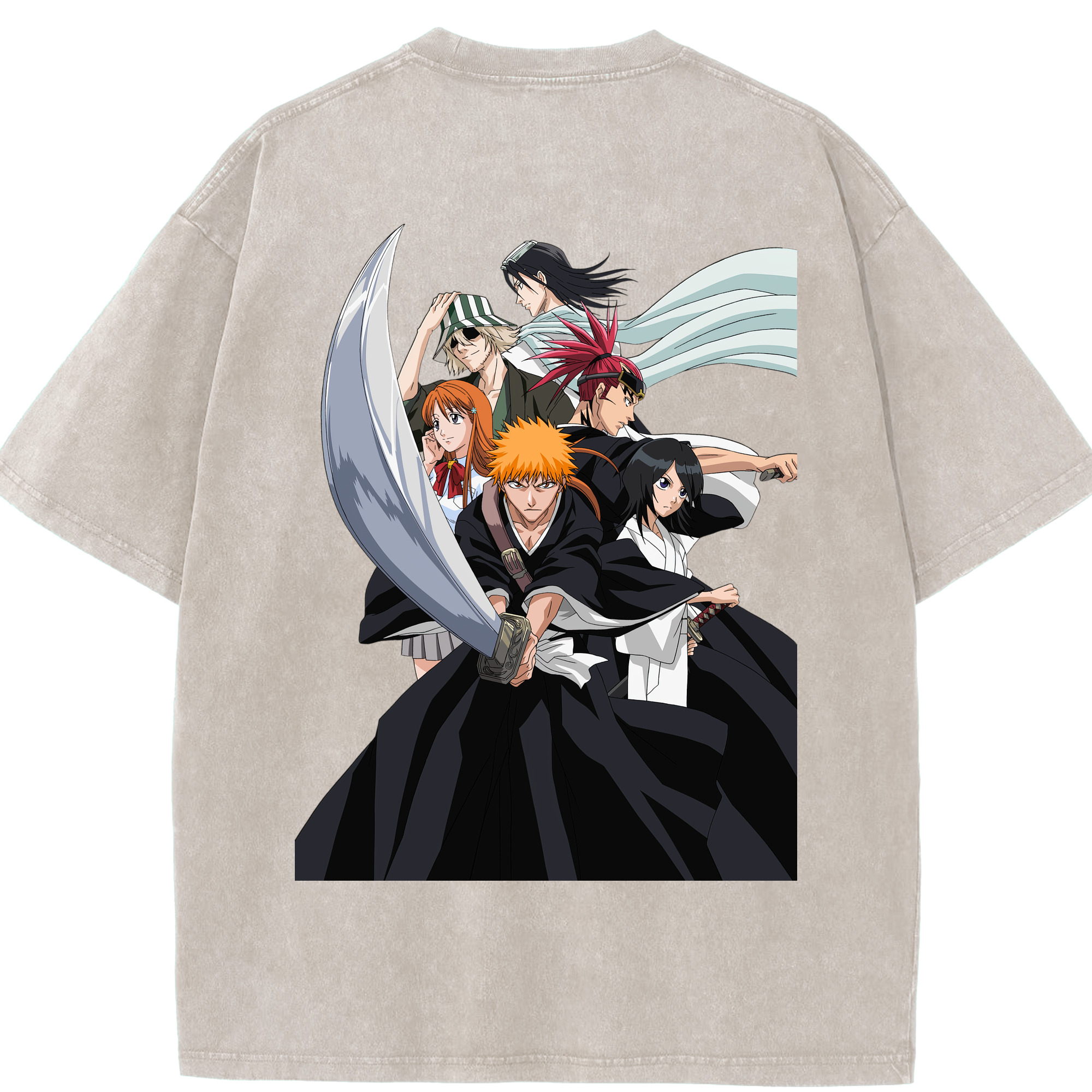 （画像用） ブリーチ 黒崎一護（くろさき いちご）BLEACH Kurosaki Ichigo 綿100% ヴィンテージ風 半袖Tシャツ（背面プリント）