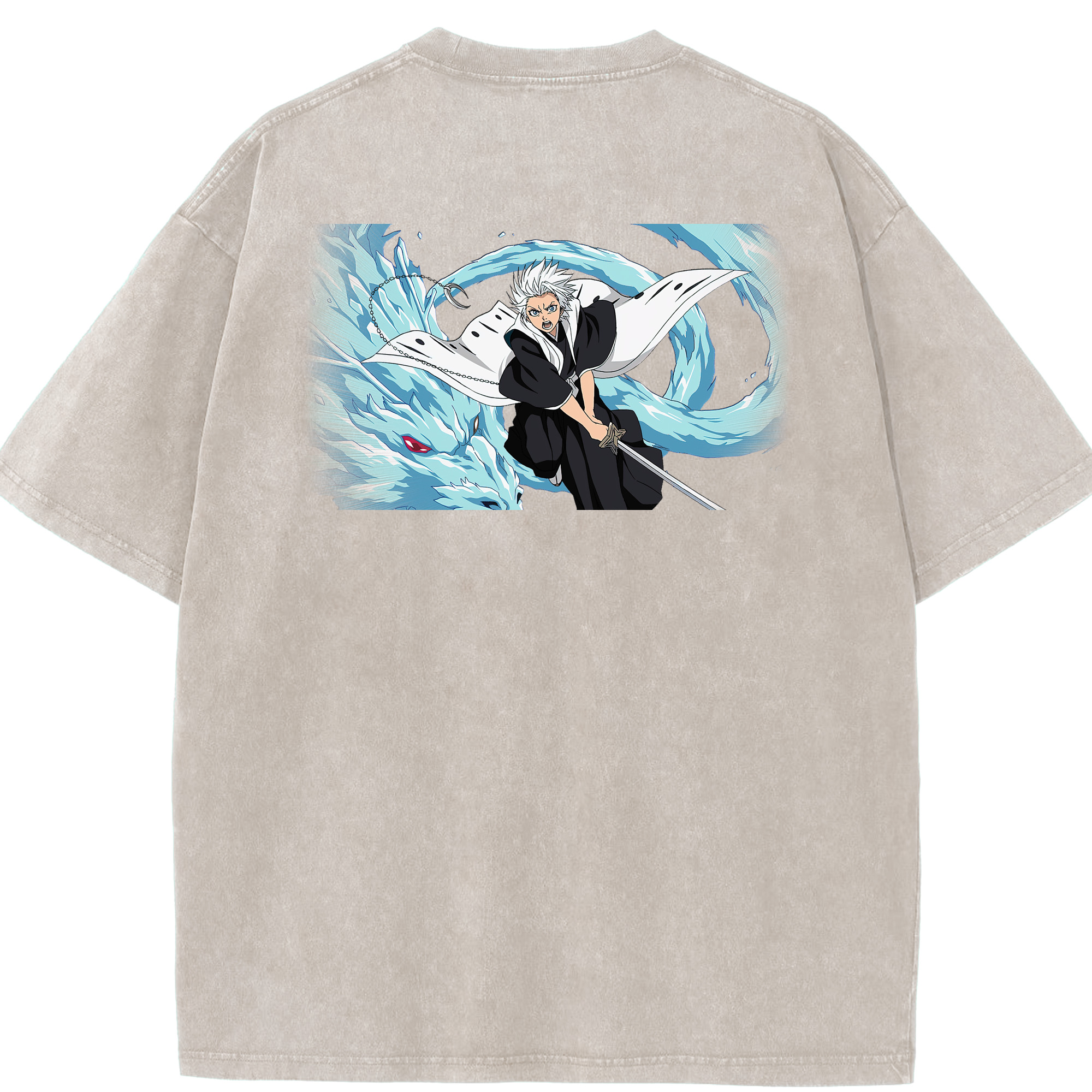 （画像用） ブリーチ 日番谷冬獅郎（ひつがや とうしろう） BLEACH Hitsugaya Toushirou 綿100% ヴィンテージ風 半袖Tシャツ（背面プリント）