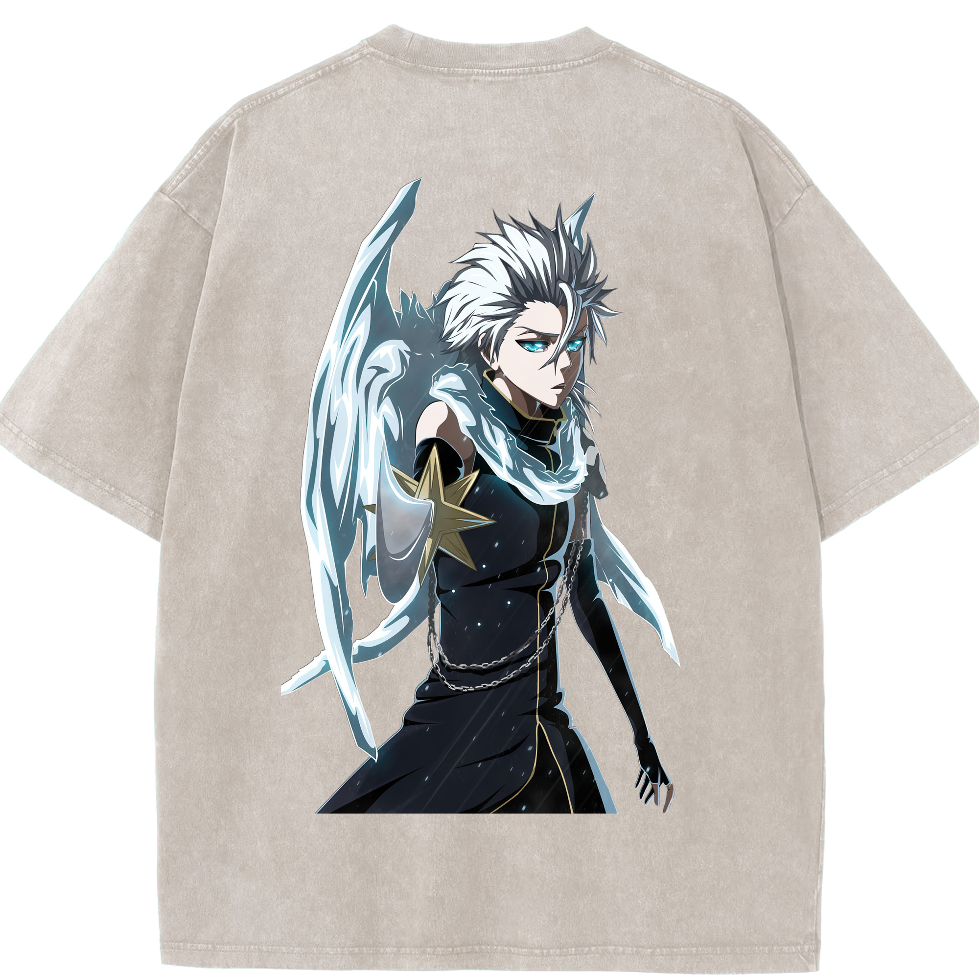 （画像用） ブリーチ 日番谷冬獅郎（ひつがや とうしろう） BLEACH Hitsugaya Toushirou 綿100% ヴィンテージ風 半袖Tシャツ（背面プリント）
