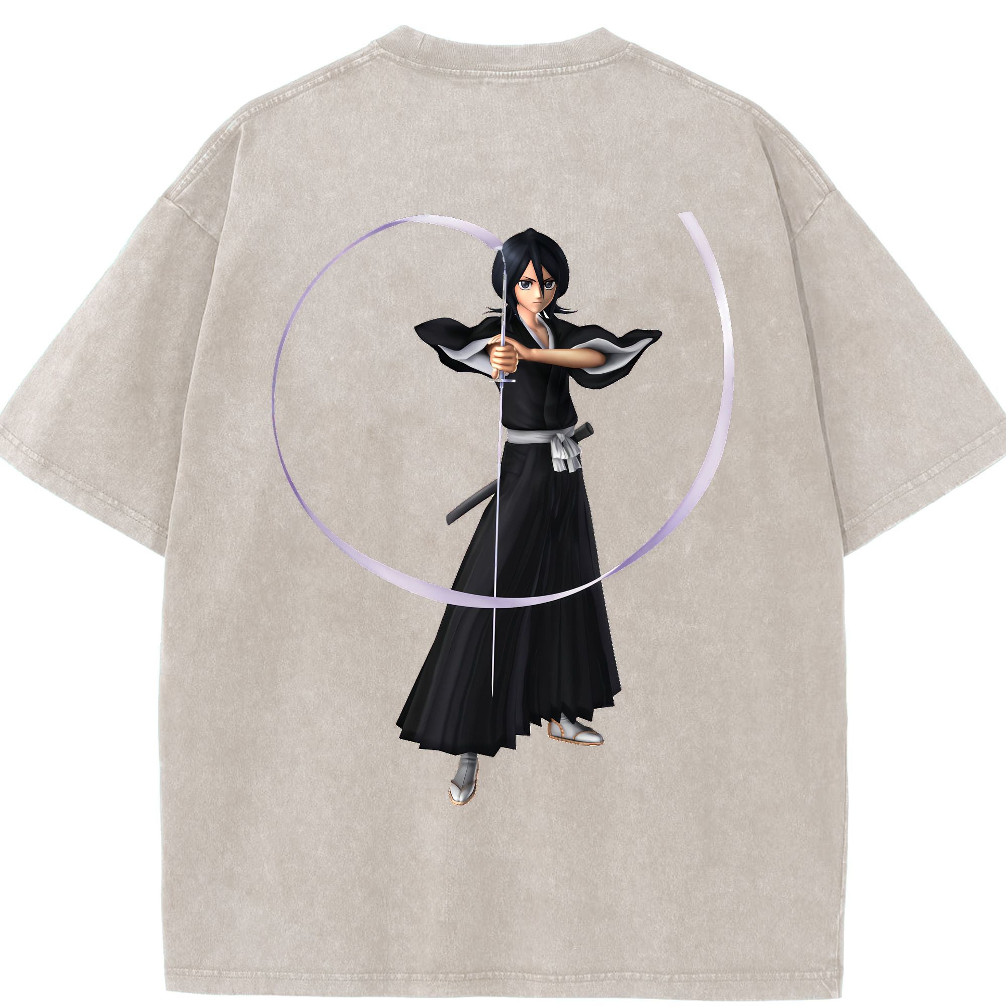 （画像用） ブリーチ 朽木ルキア BLEACH Kuchiki Rukia 綿100% ヴィンテージ風 半袖Tシャツ（背面プリント）