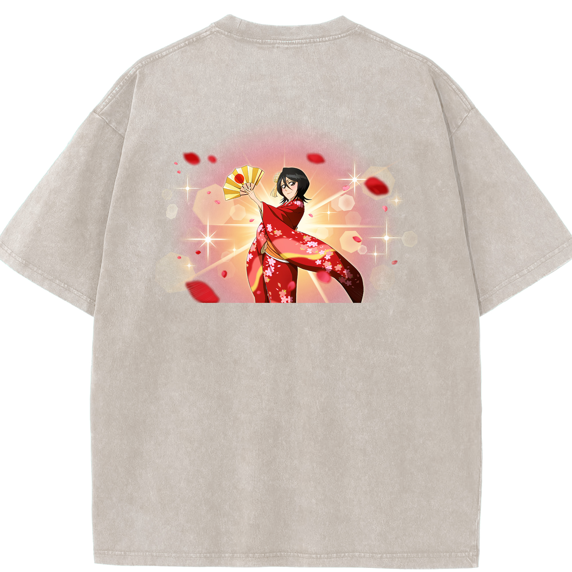 （画像用） ブリーチ 朽木ルキア BLEACH Kuchiki Rukia 綿100% ヴィンテージ風 半袖Tシャツ（背面プリント）