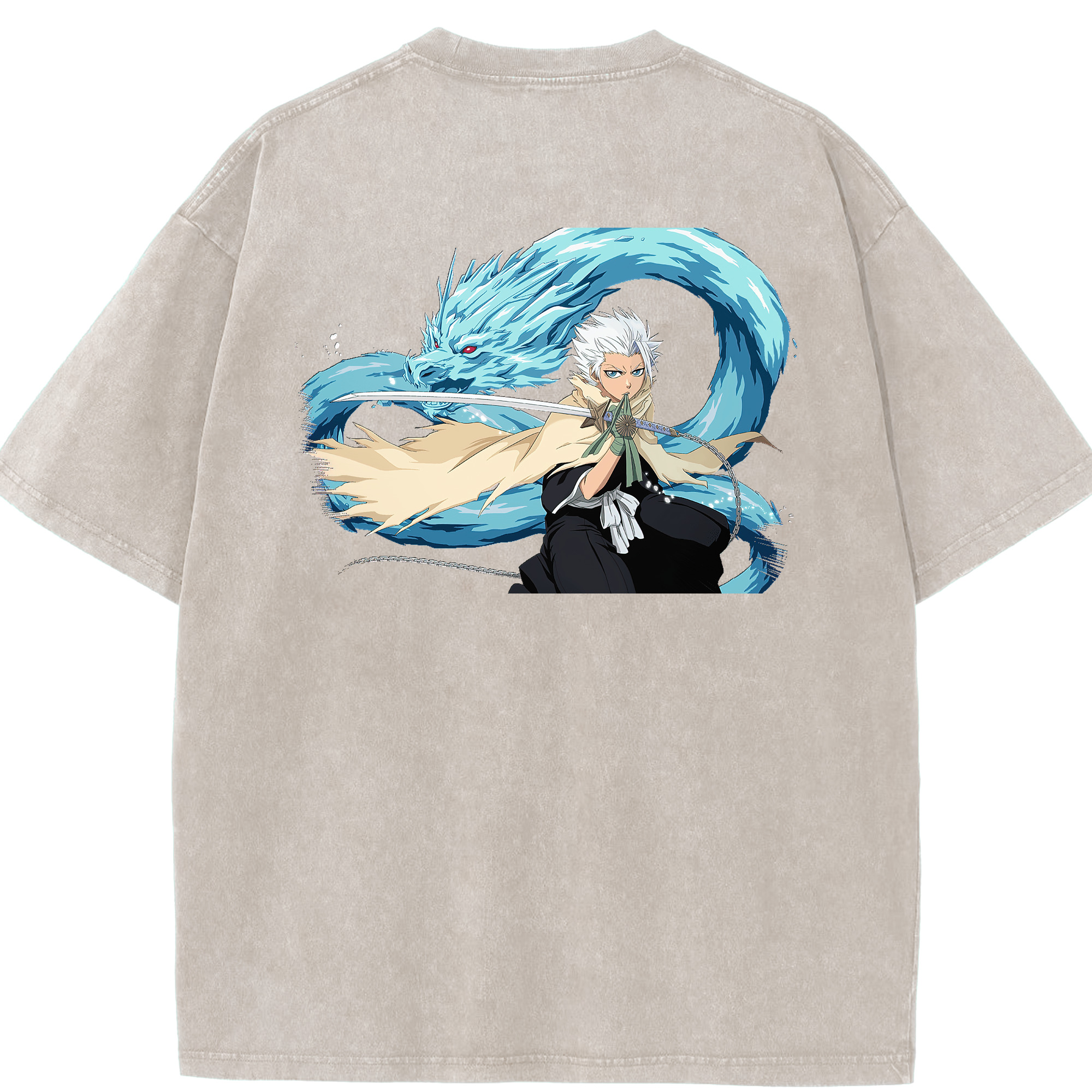 （画像用） ブリーチ 日番谷冬獅郎（ひつがや とうしろう） BLEACH Hitsugaya Toushirou 綿100% ヴィンテージ風 半袖Tシャツ（背面プリント）