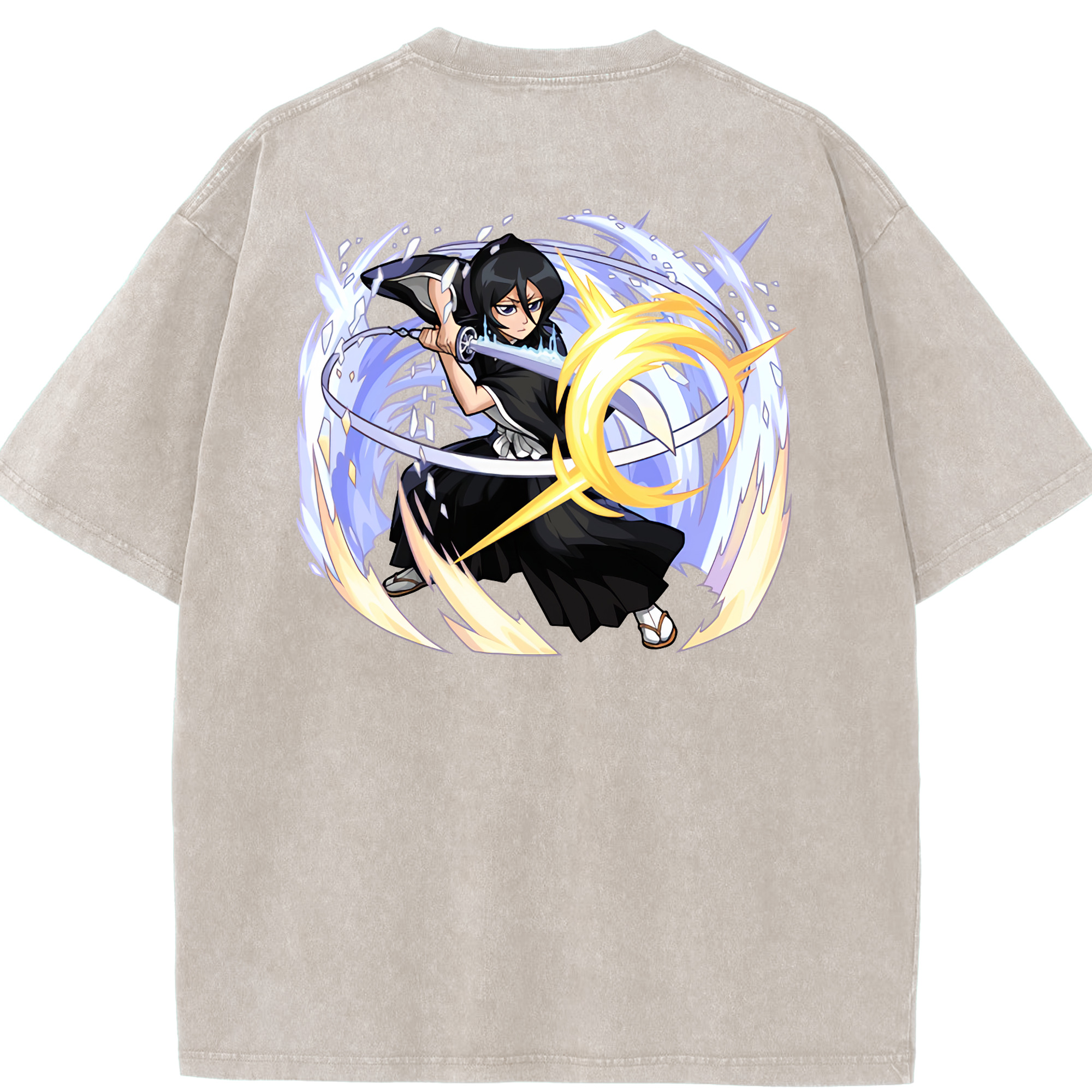 （画像用） ブリーチ 朽木ルキア BLEACH Kuchiki Rukia 綿100% ヴィンテージ風 半袖Tシャツ（背面プリント）