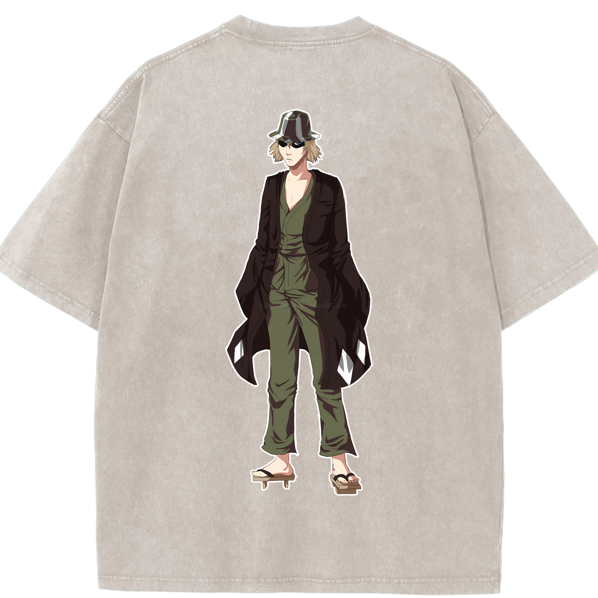 （画像用） "ブリーチ 浦原 喜助（うらはら きすけ） BLEACH Urahara Kisuke " 綿100% ヴィンテージ風 半袖Tシャツ（背面プリント）