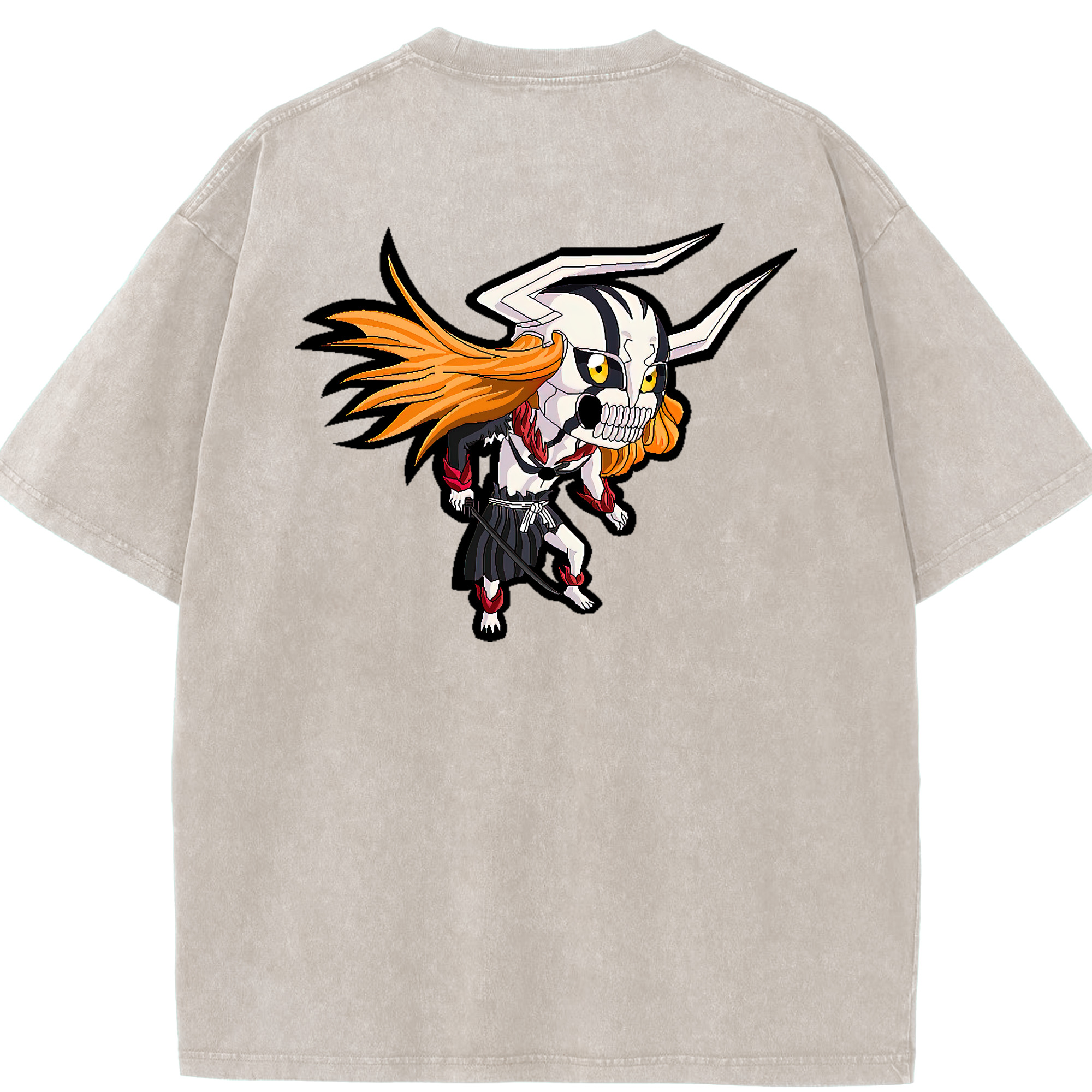 （画像用） ブリーチ 黒崎一護（くろさき いちご）BLEACH Kurosaki Ichigo 綿100% ヴィンテージ風 半袖Tシャツ（背面プリント）